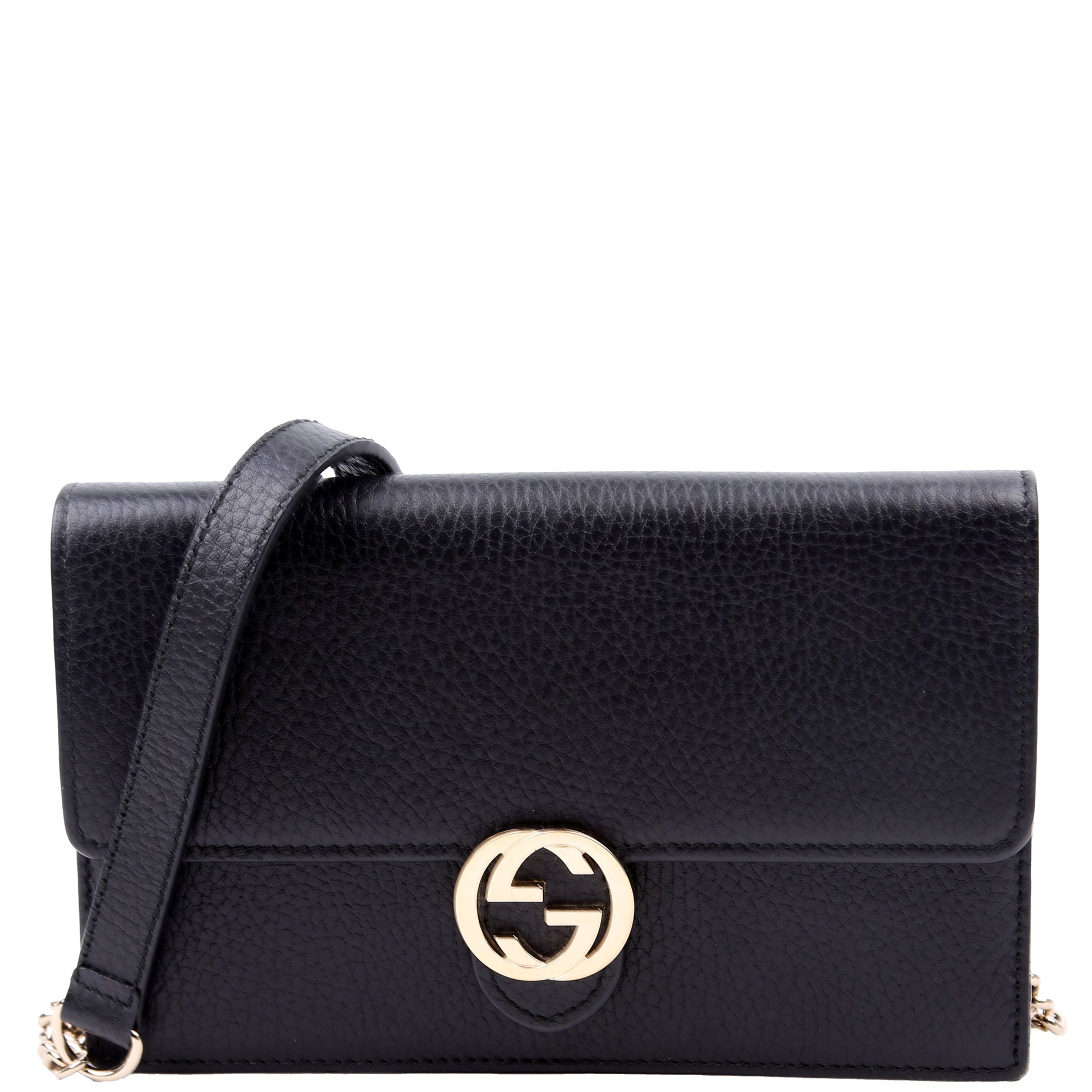 Gucci 510314 Interlocking G Chain Wallet Black Bag