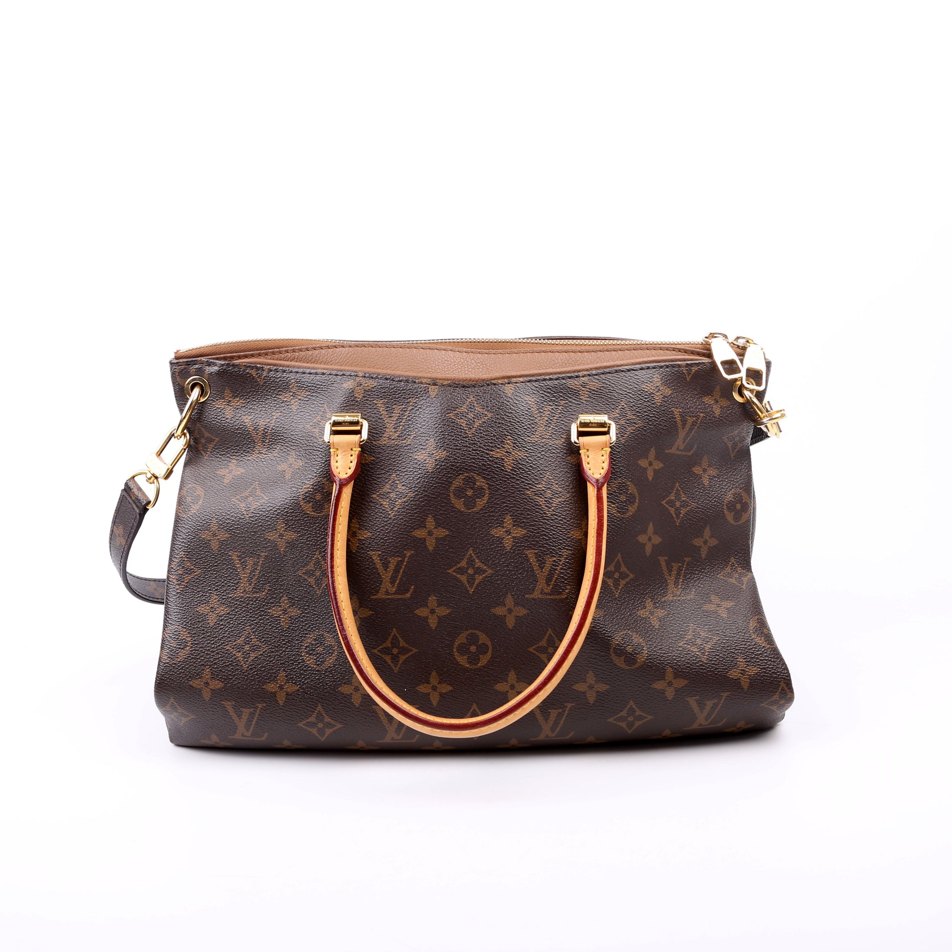Louis Vuitton Pallas Tote Monogram Canvas Side Brown