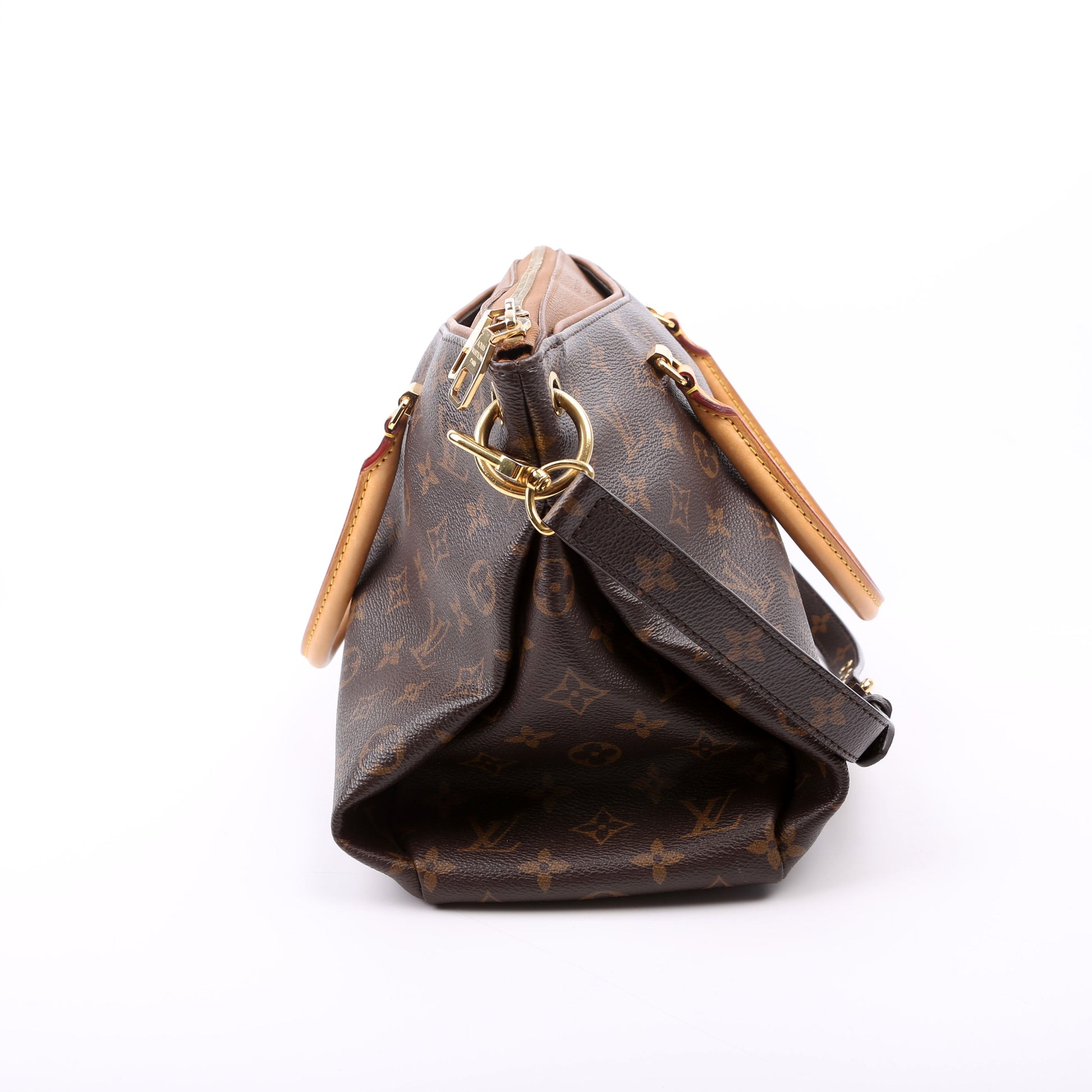 Louis Vuitton Pallas Tote Monogram Canvas Side Brown