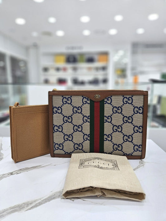 Gucci Leather Canvas Clutch