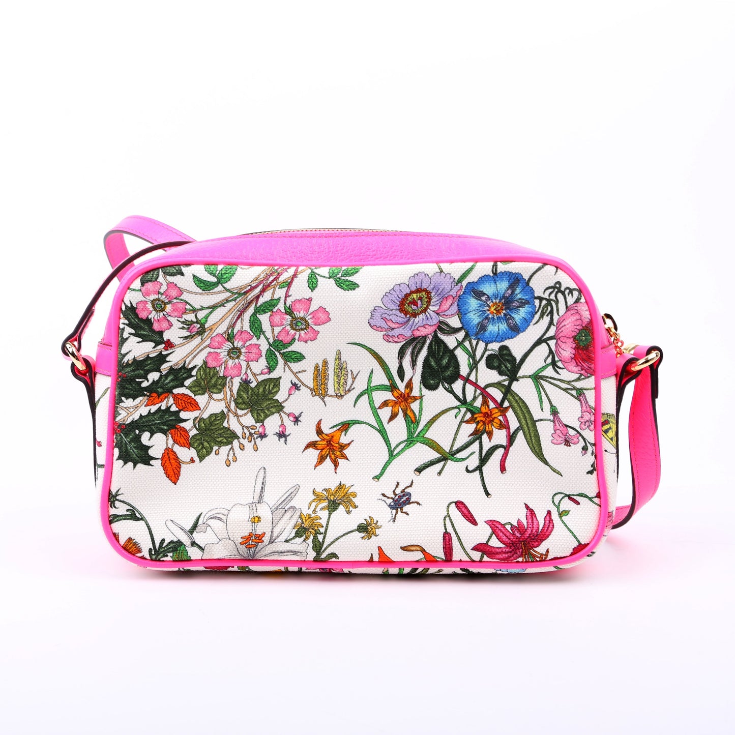 Gucci 550147 Flora Canvas Crossbody Pink Bag