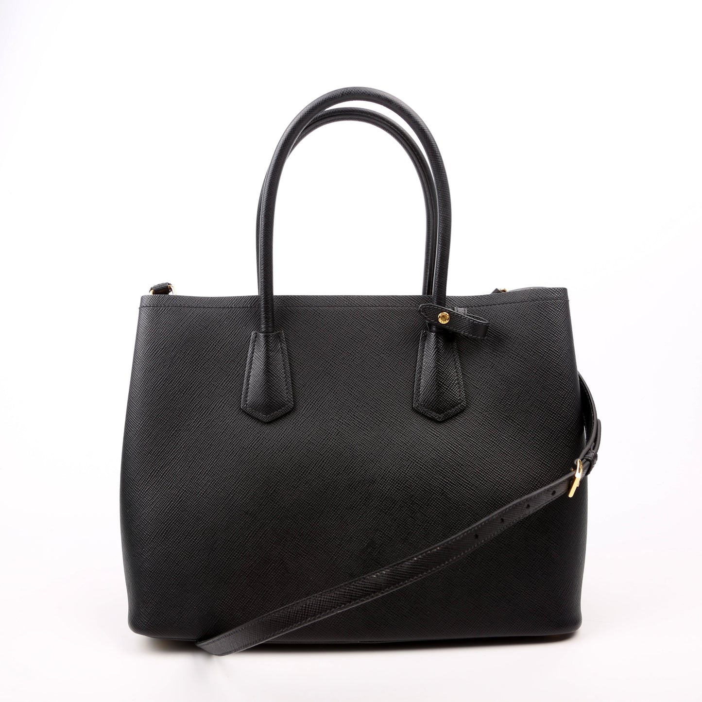 Prada Saffiano Cuir Double Large Black Bag