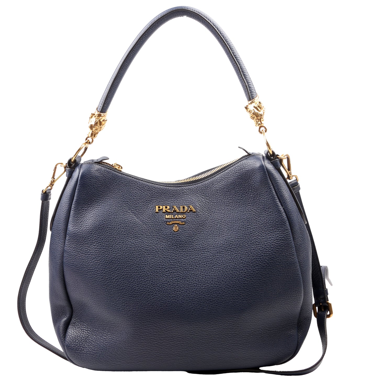 Prada Vitello Phenix Hobo Navy Bag