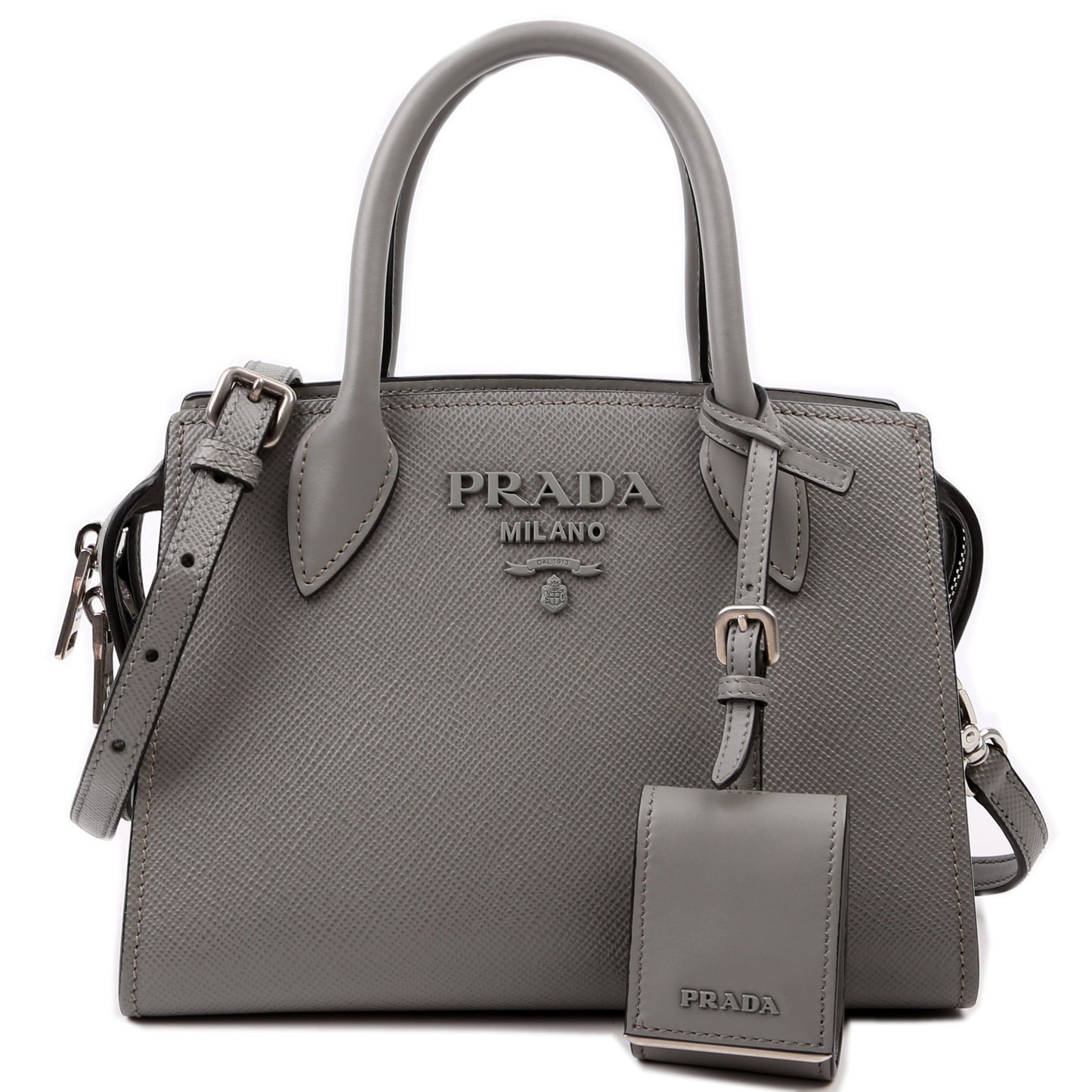 Prada Kristen Saffiano Satchel Grey Bag