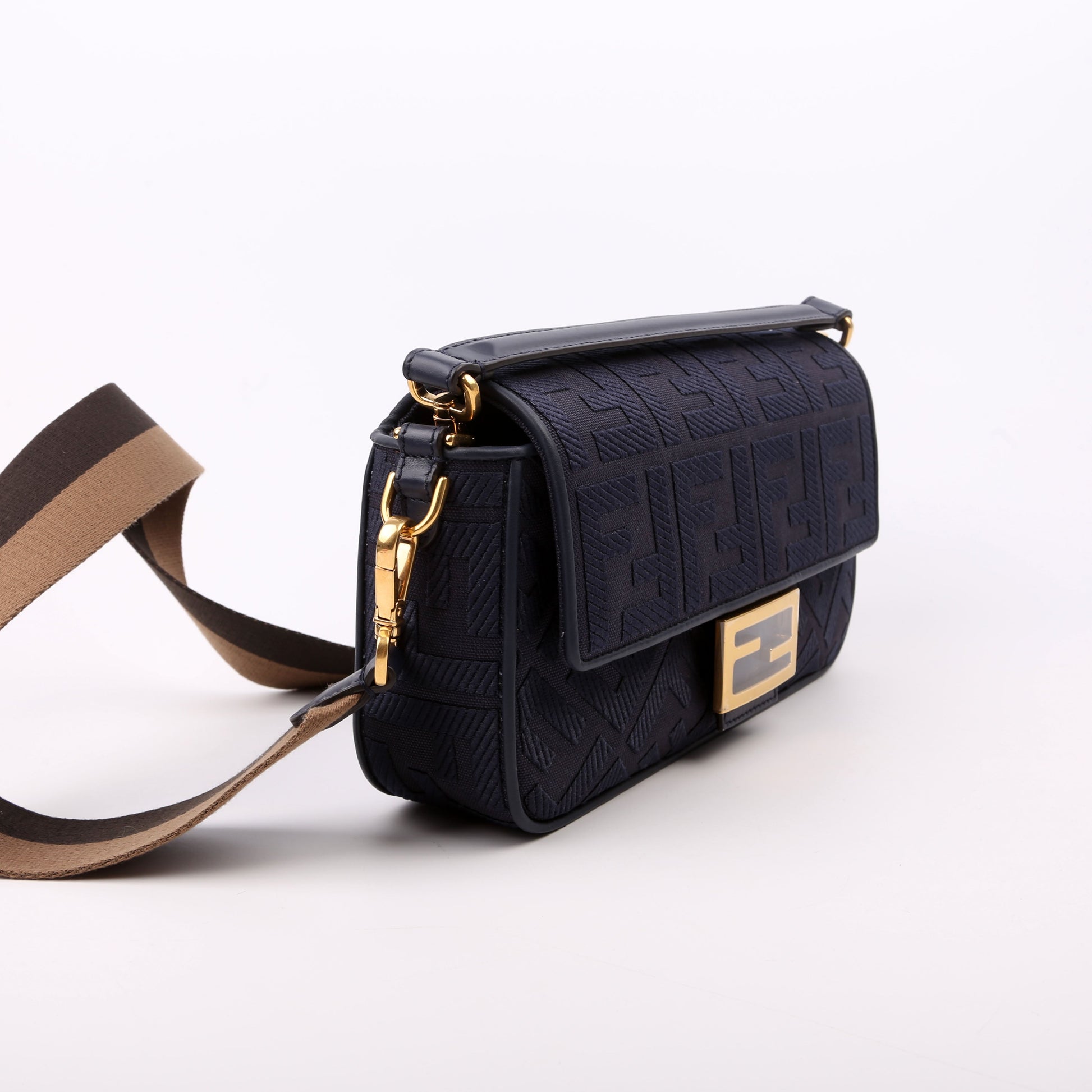 Fendi FF Jacquarduette Navy Bag