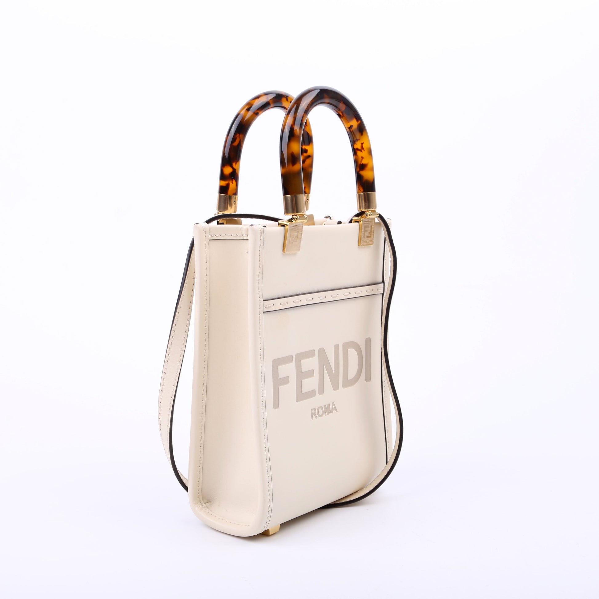 Fendi Mini Sunshine Shopper White Bag