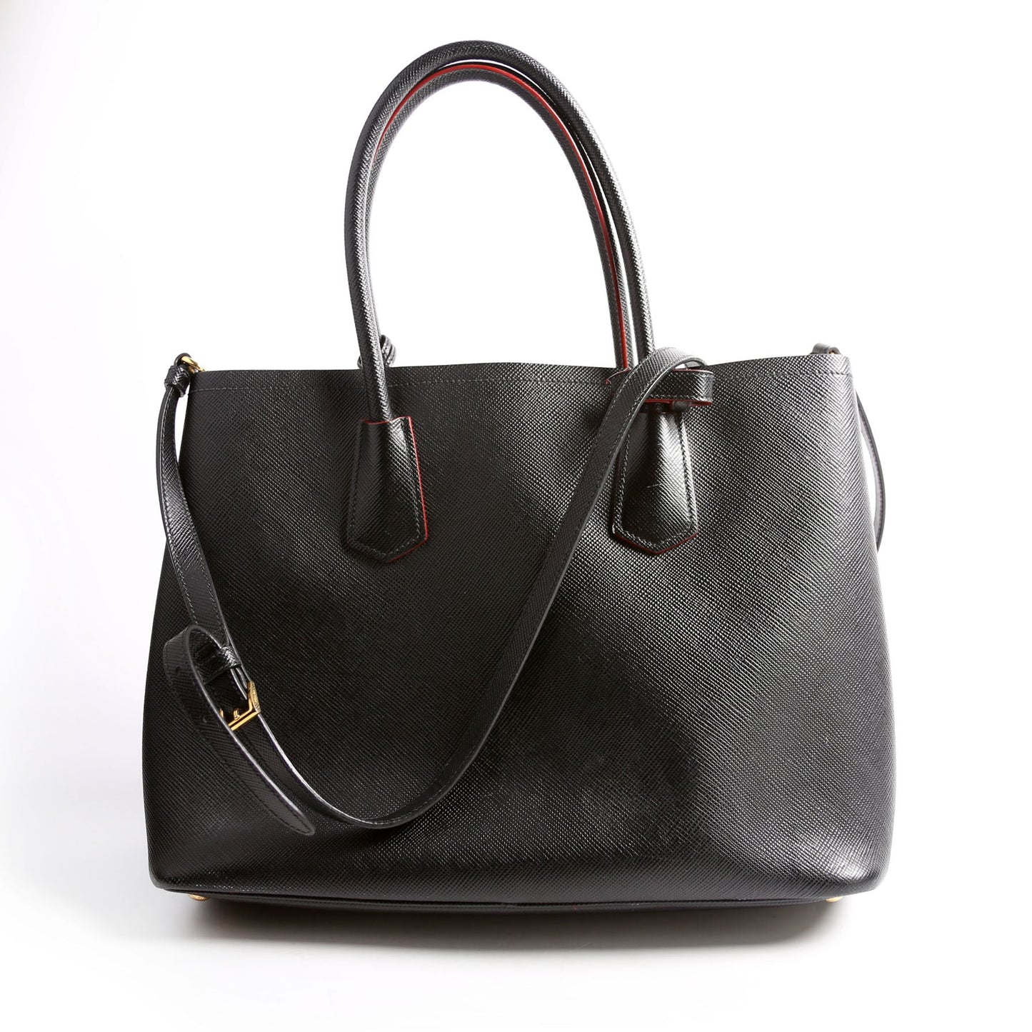 Prada B2756T Saffiano Cuir Double Tote Medium Black Bag