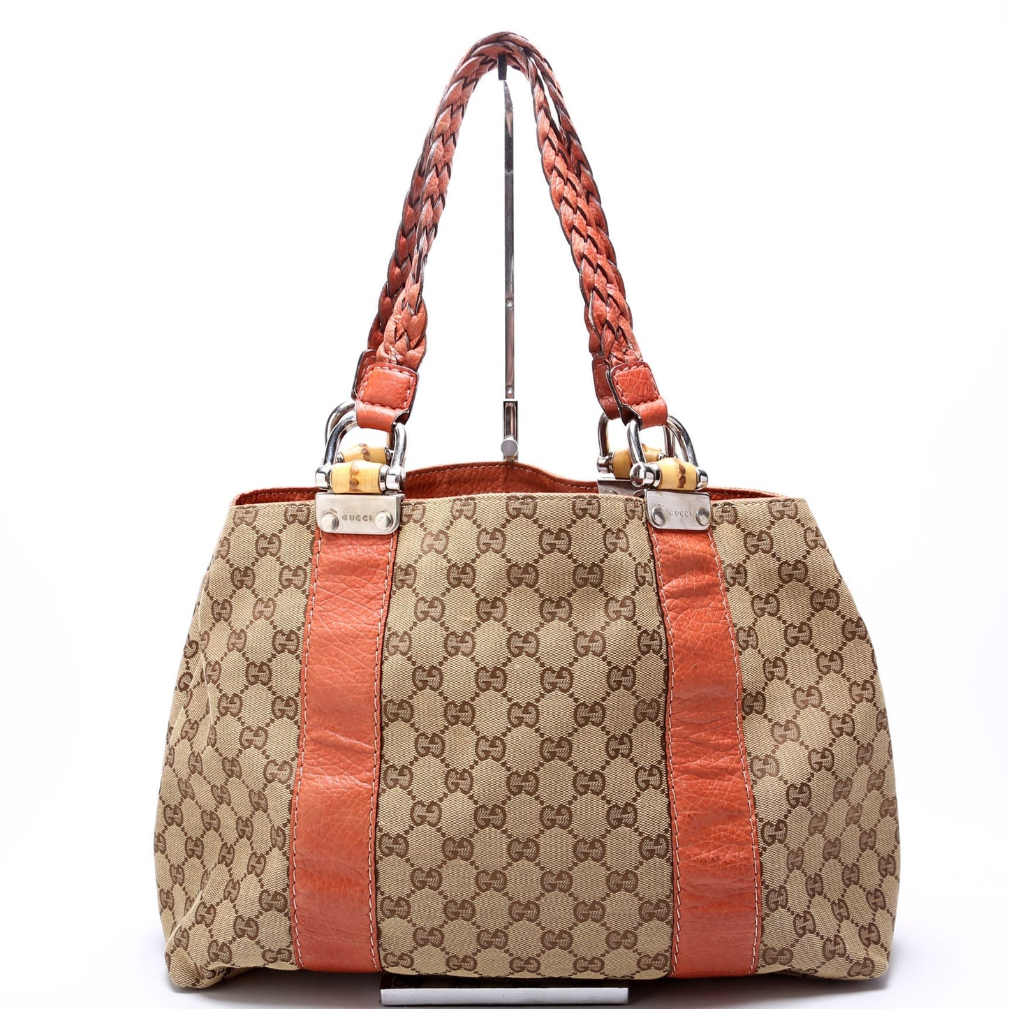Gucci 232947 GG Canvas Bamboo Tote Bag