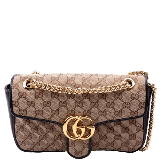 Gucci 443497 Marmont GG Canvas Shoulder Small Flap Bag
