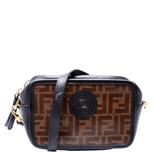 Fendi 8BS019 Zucca Coated Canvas Mini Camera Brown Bag