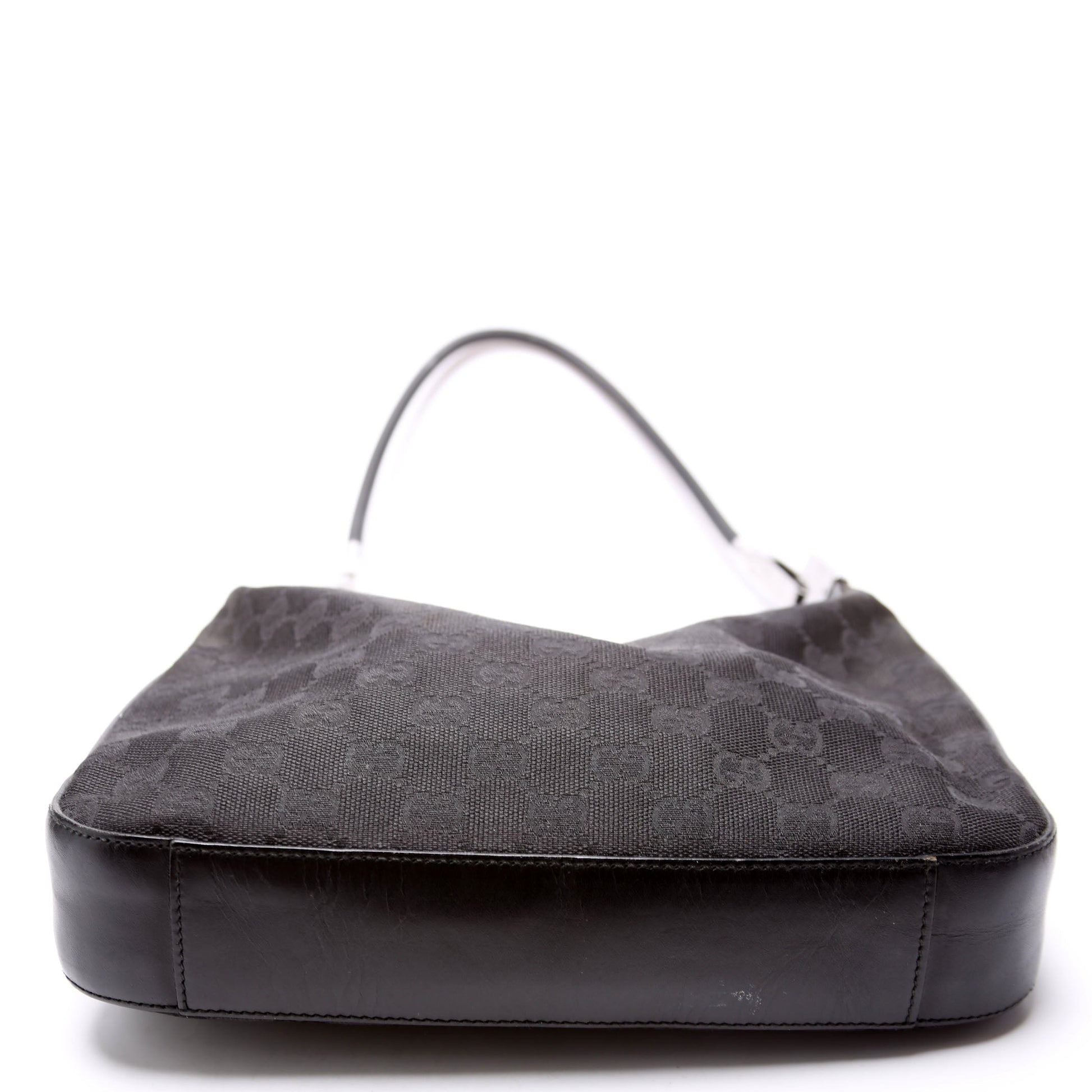 Gucci 01233 GG Canvas Small Clasp Hobo Black Bag