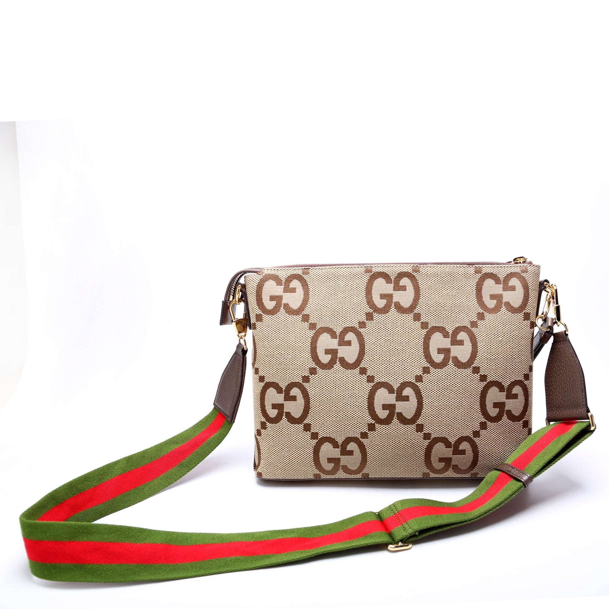 Gucci 699130 Jumbo GG Messenger Brown, Red, Green and Gold Bag
