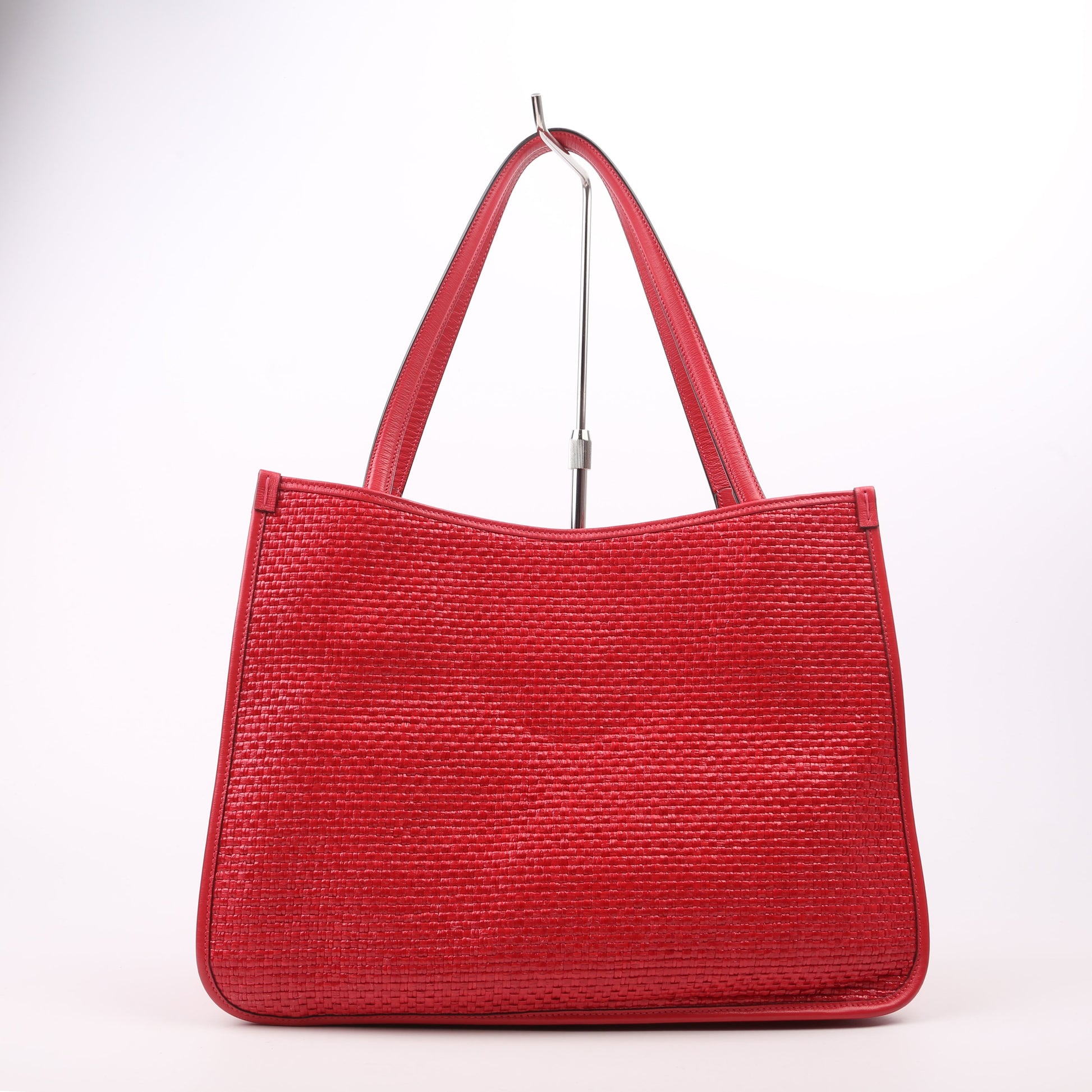 Gucci 623694 1955 Horsebit Raffia Tote Red Bag