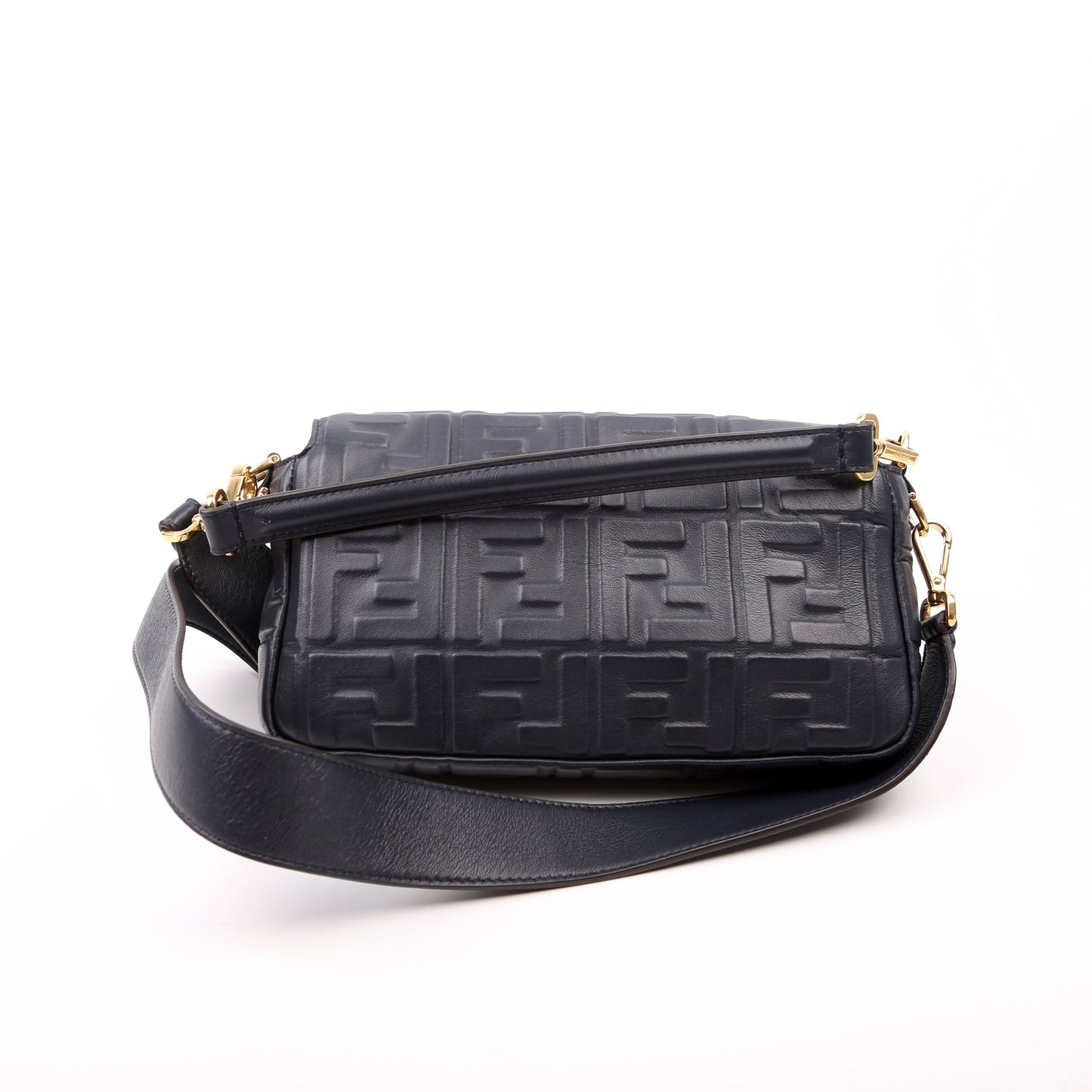 Fendi 8BR600uette FF Embossed Nappa Blue Bag