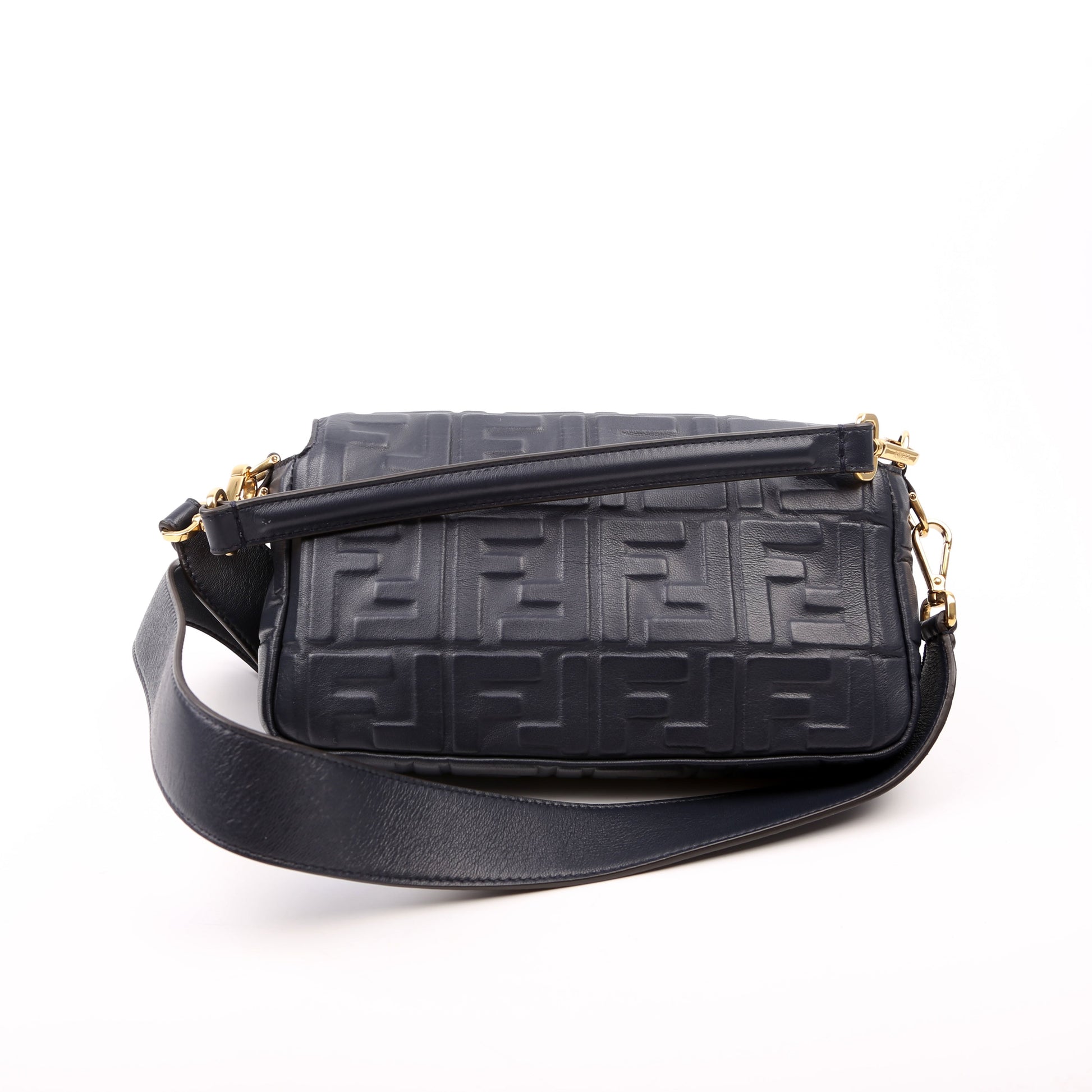 Fendi 8BR600uette FF Embossed Nappa Blue Bag