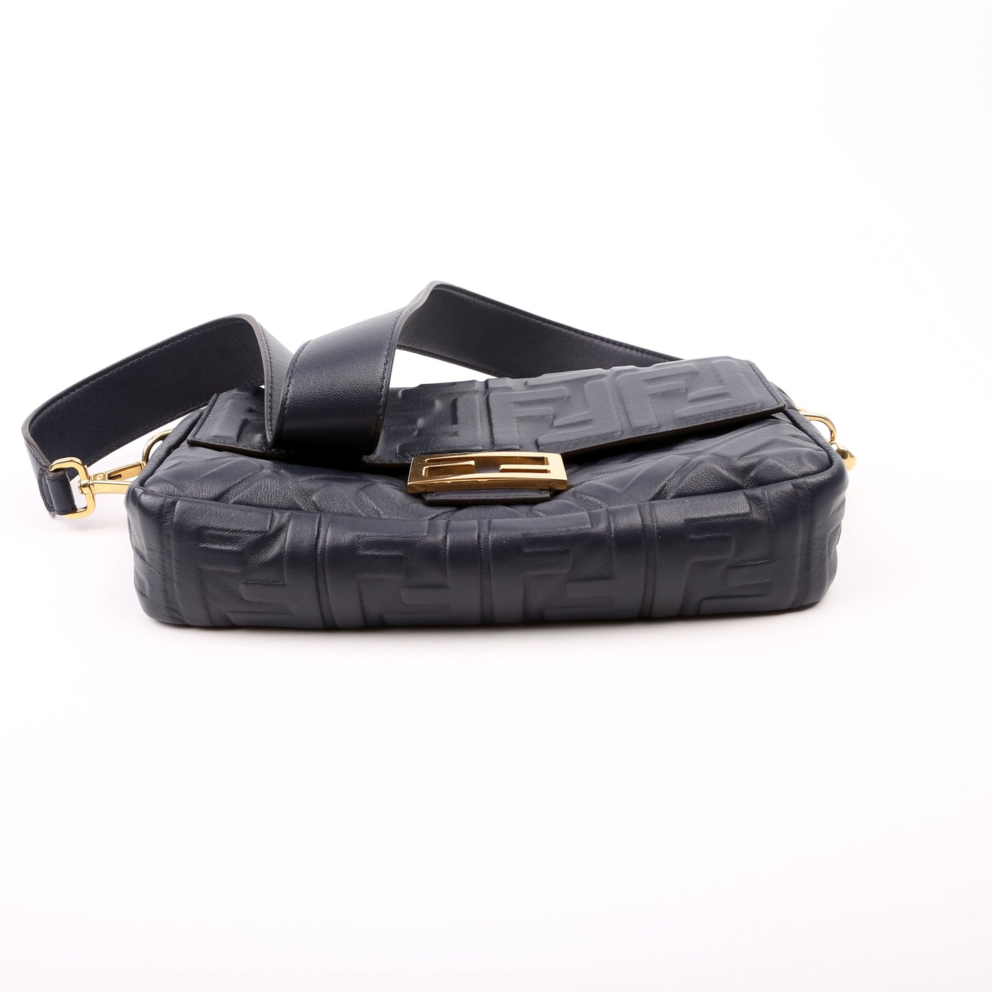 Fendi 8BR600uette FF Embossed Nappa Blue Bag
