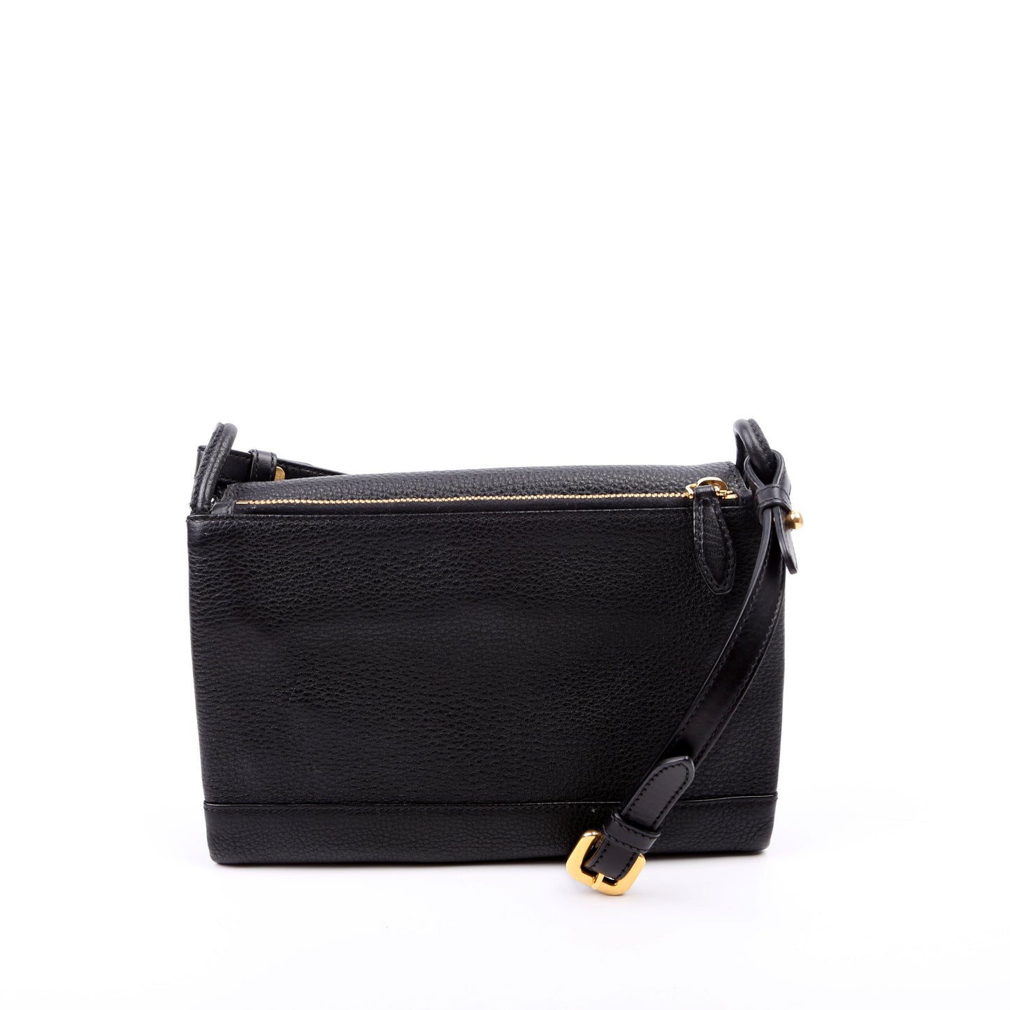 Prada 1BH031 Vitello Daino Leather Flap/Zip Crossbody Black Bag