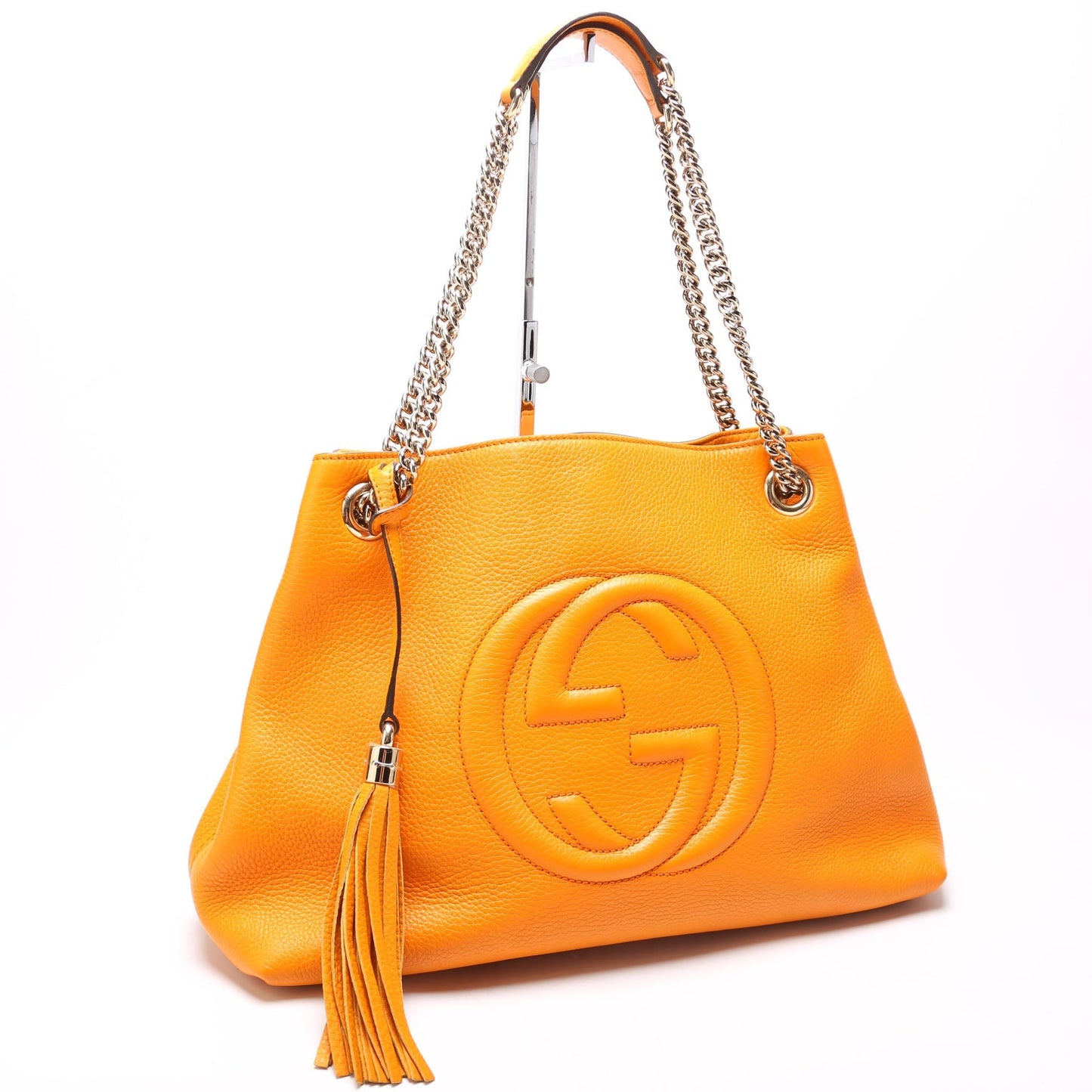 Gucci 308982 Soho Leather Shoulder Medium Tangerine Bag