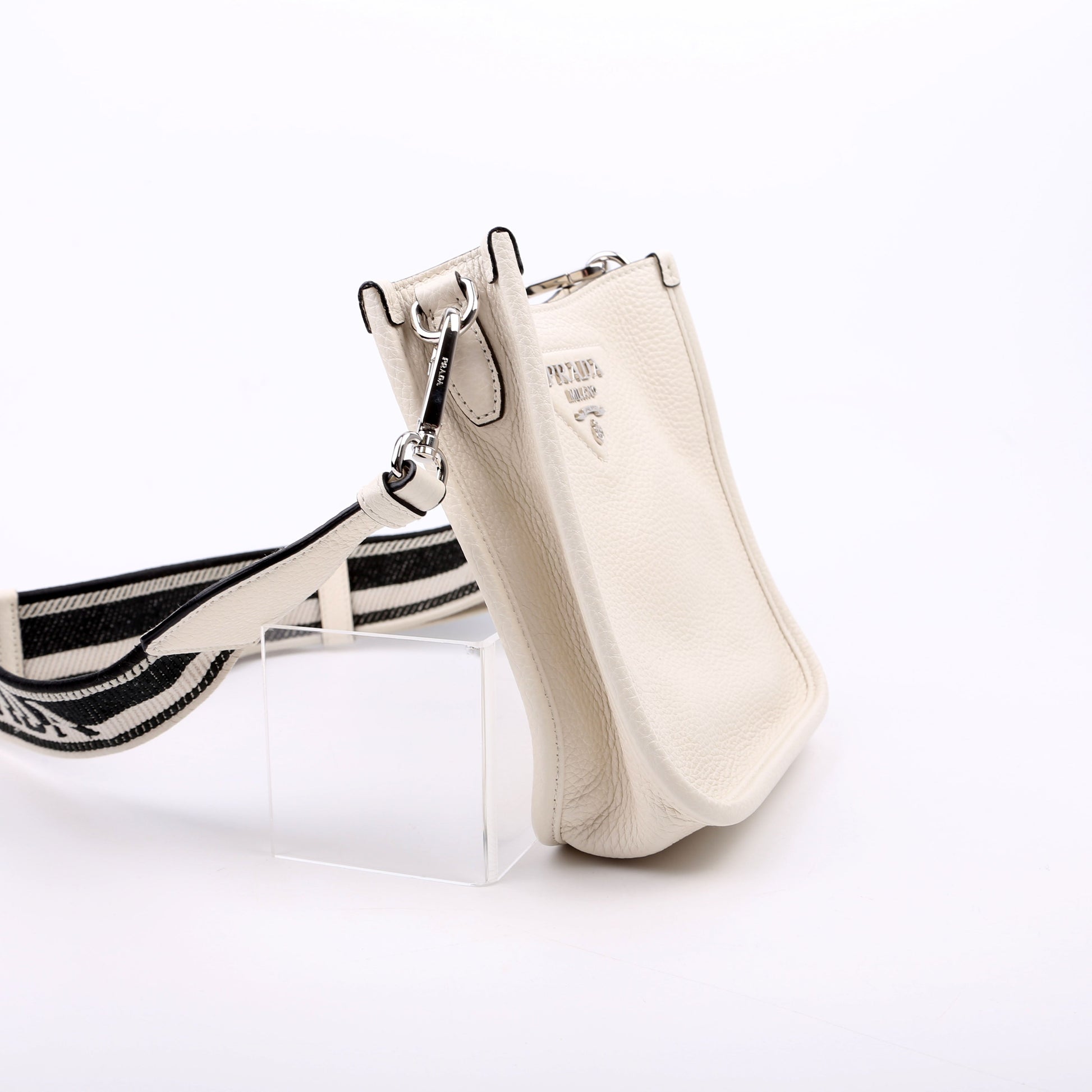 Prada 1BH191 Leather Mini Shoulder White Bag