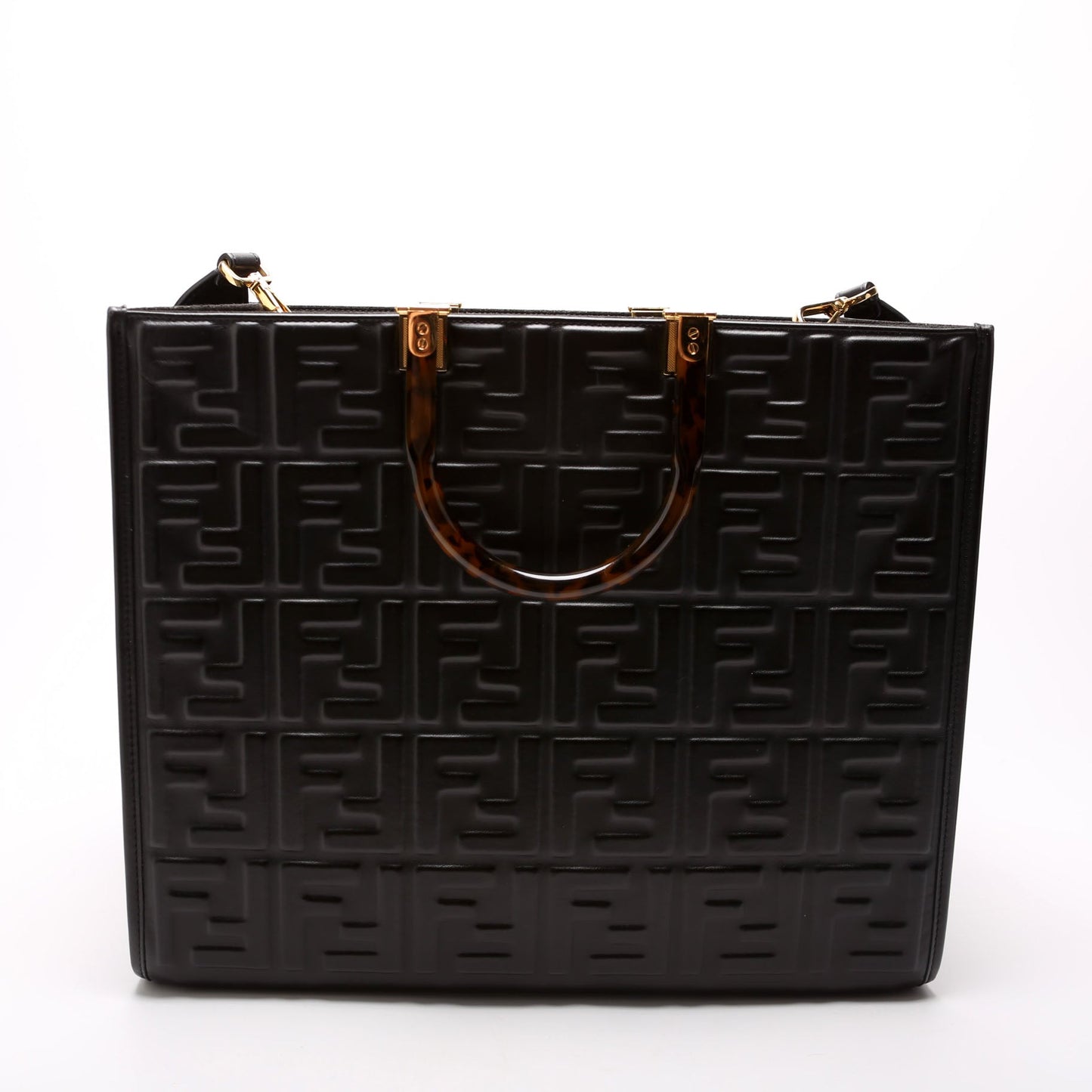 Fendi 8BH386 Sunshine Shopper Medium Leather Black Bag