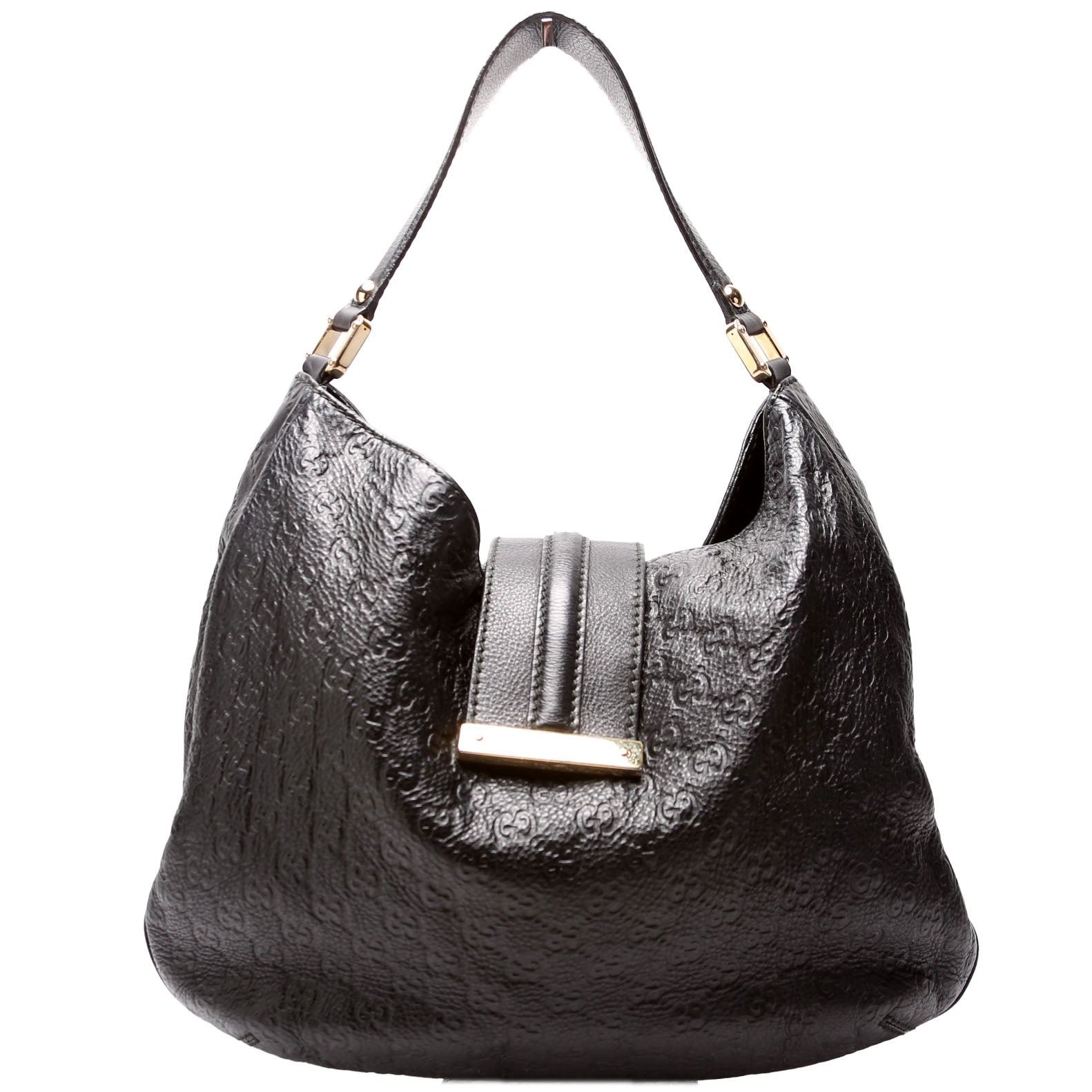 Gucci 233604 GG Leather Large Hobo Black Bag