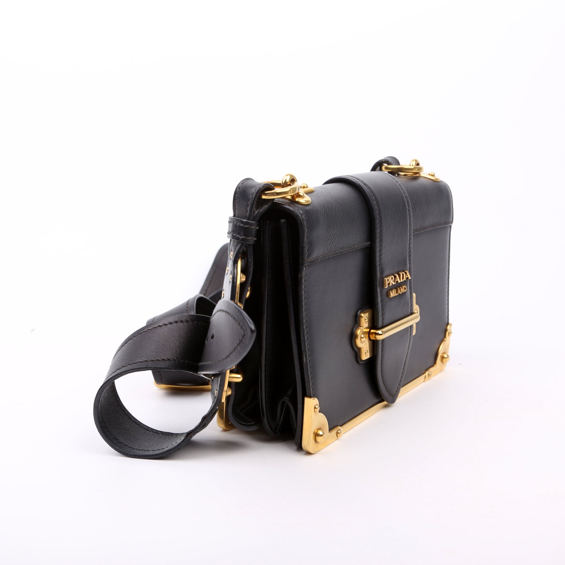 Prada Cahier Small Calfskin Black Bag