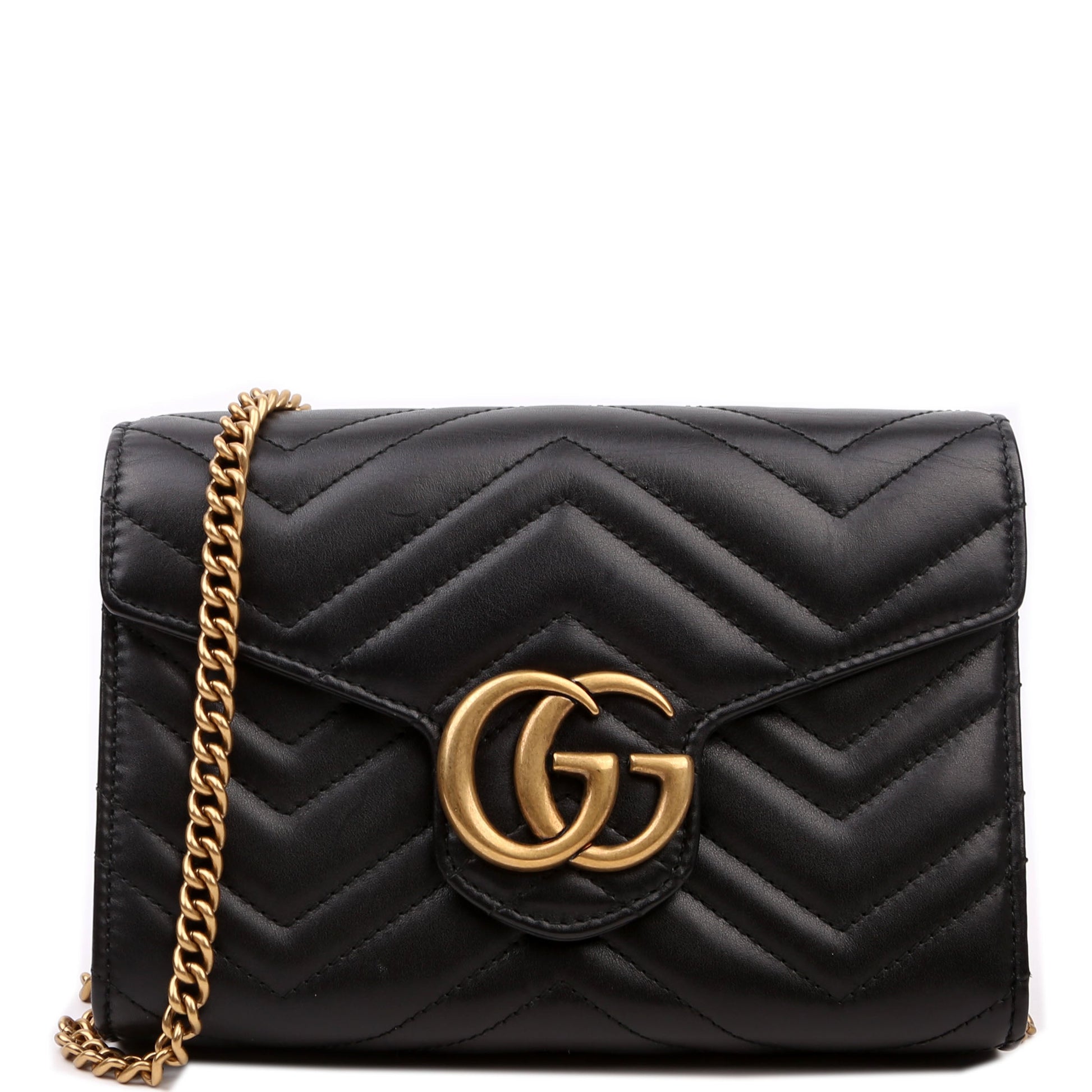 Gucci 474575 Marmont Chain Wallet Black Bag