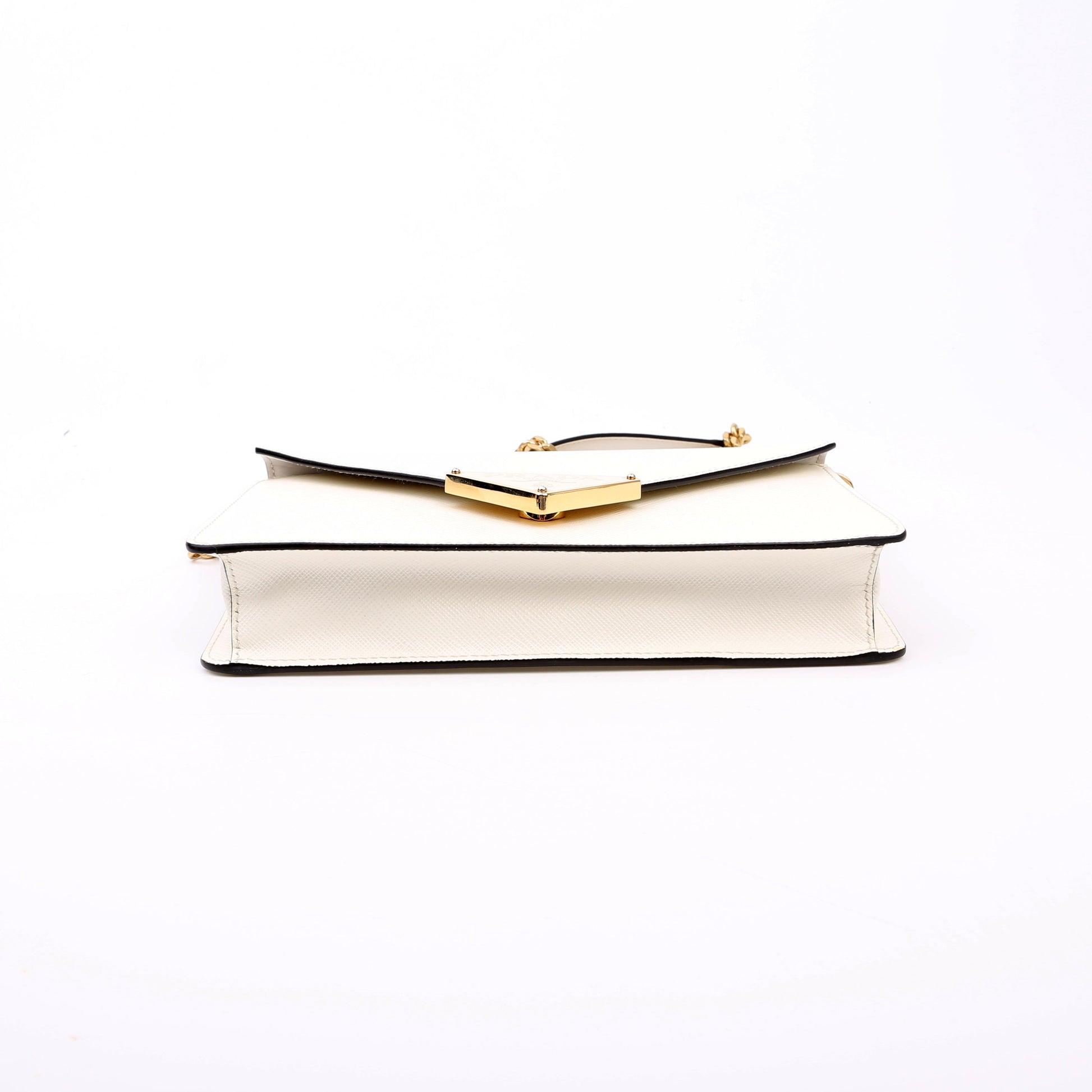 Prada Triangle Envelope Saffiano White Bag