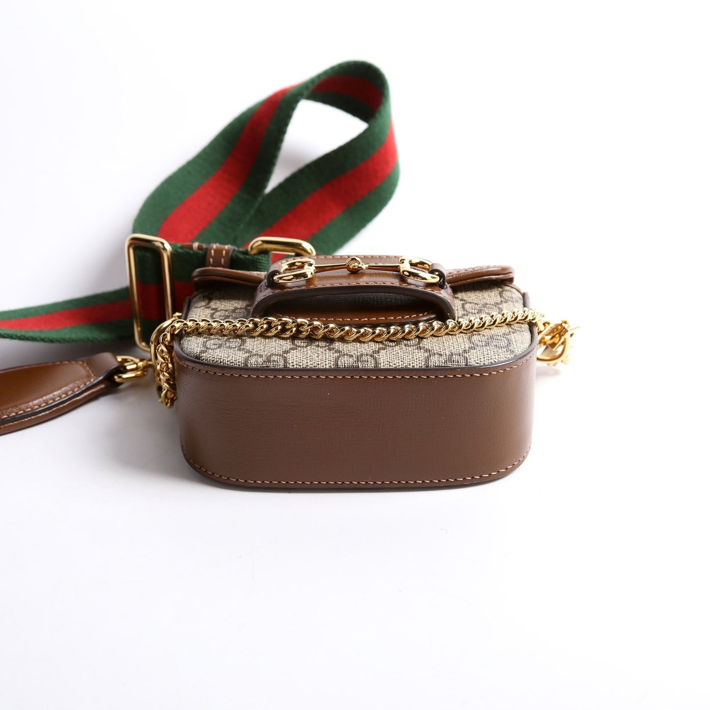 Gucci 699760 Horsebit 1955 GG Supreme Wallet On Strap Brown Bag