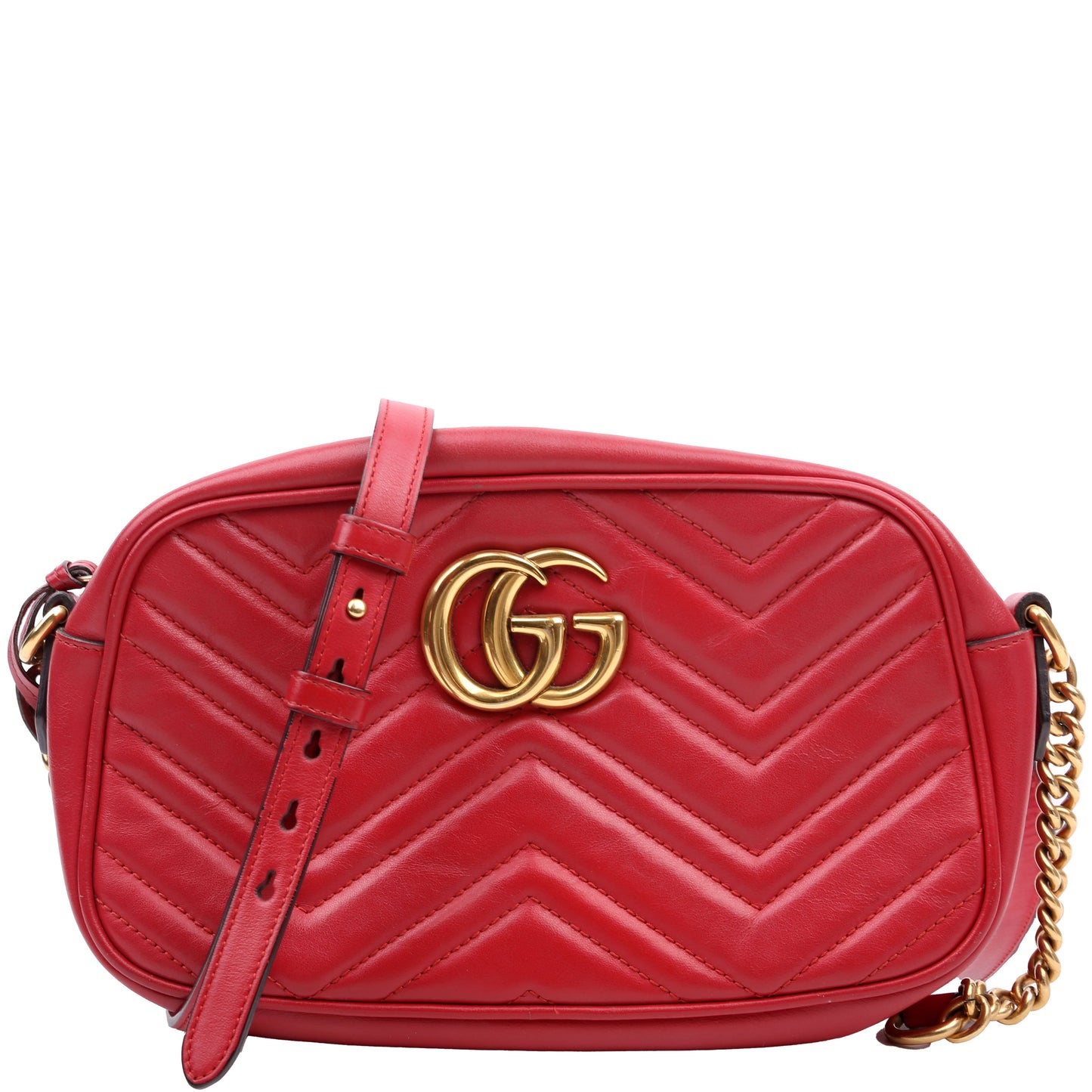 Gucci 447632 Marmont Small Leather Camera Red Bag