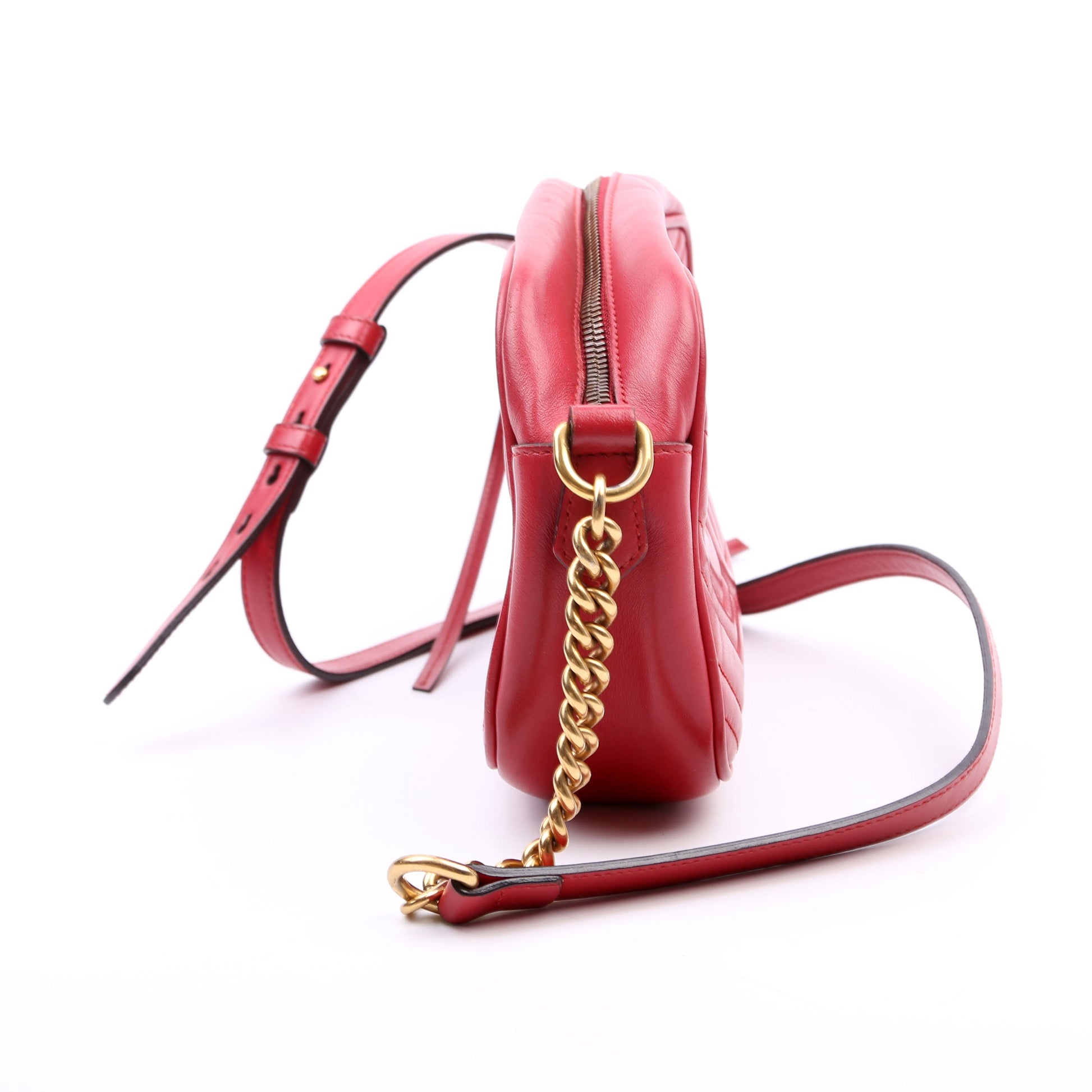 Gucci 447632 Marmont Small Leather Camera Red Bag