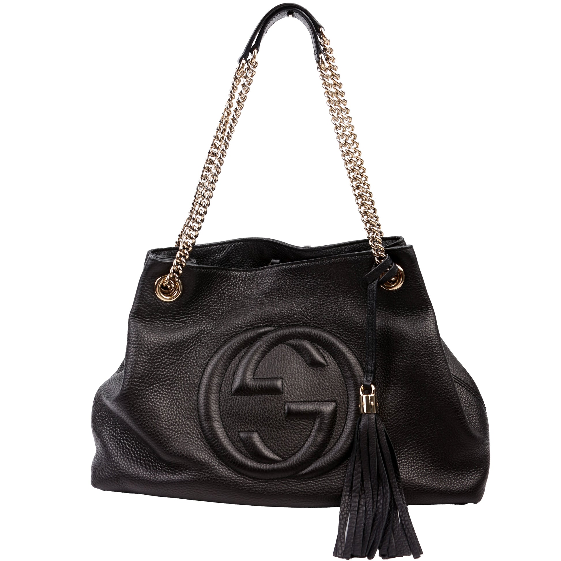 Gucci 308982 Soho Leather Shoulder Medium Black Bag