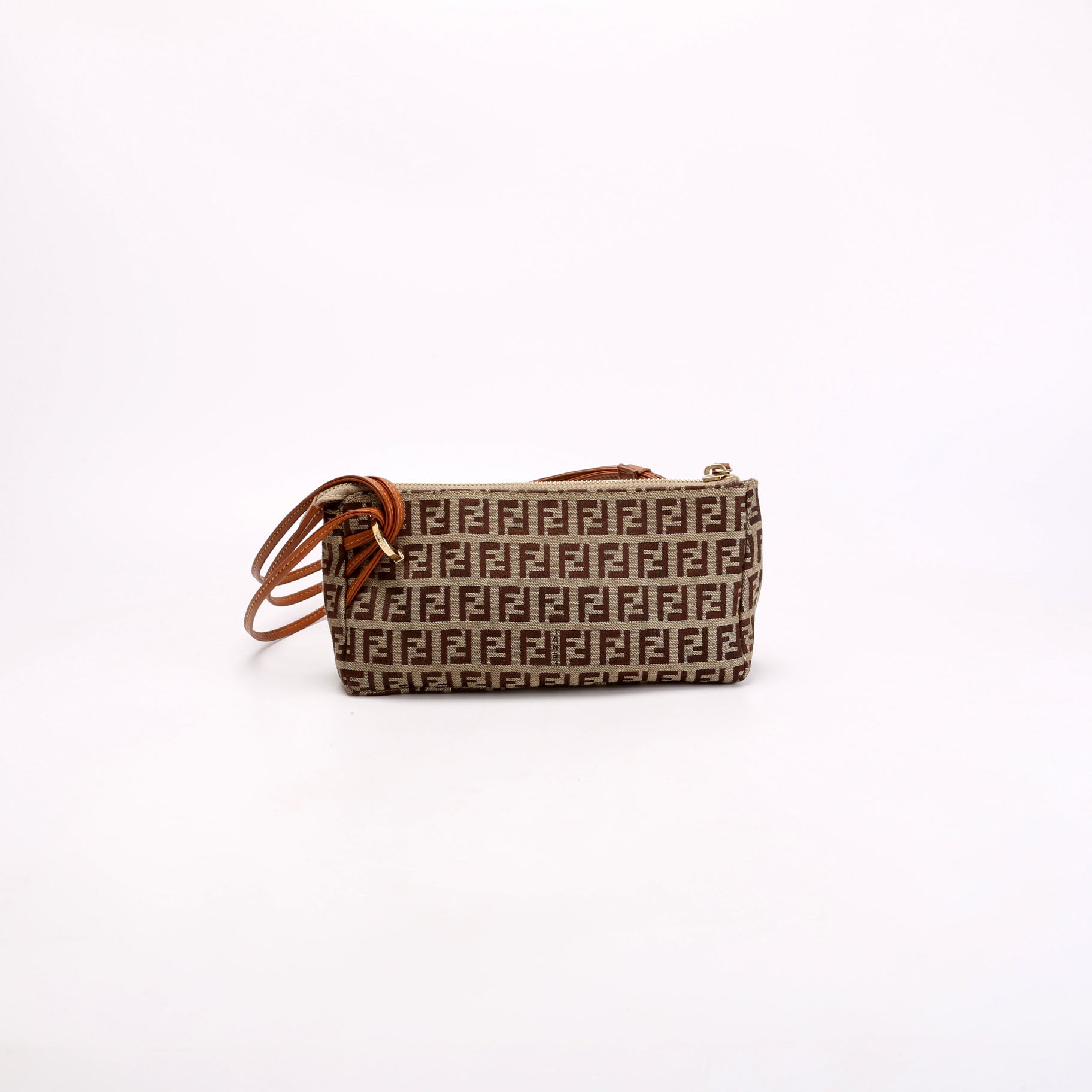 Fendi Zucchino Triple Strap Mini Pochette Brown/Beige Bag