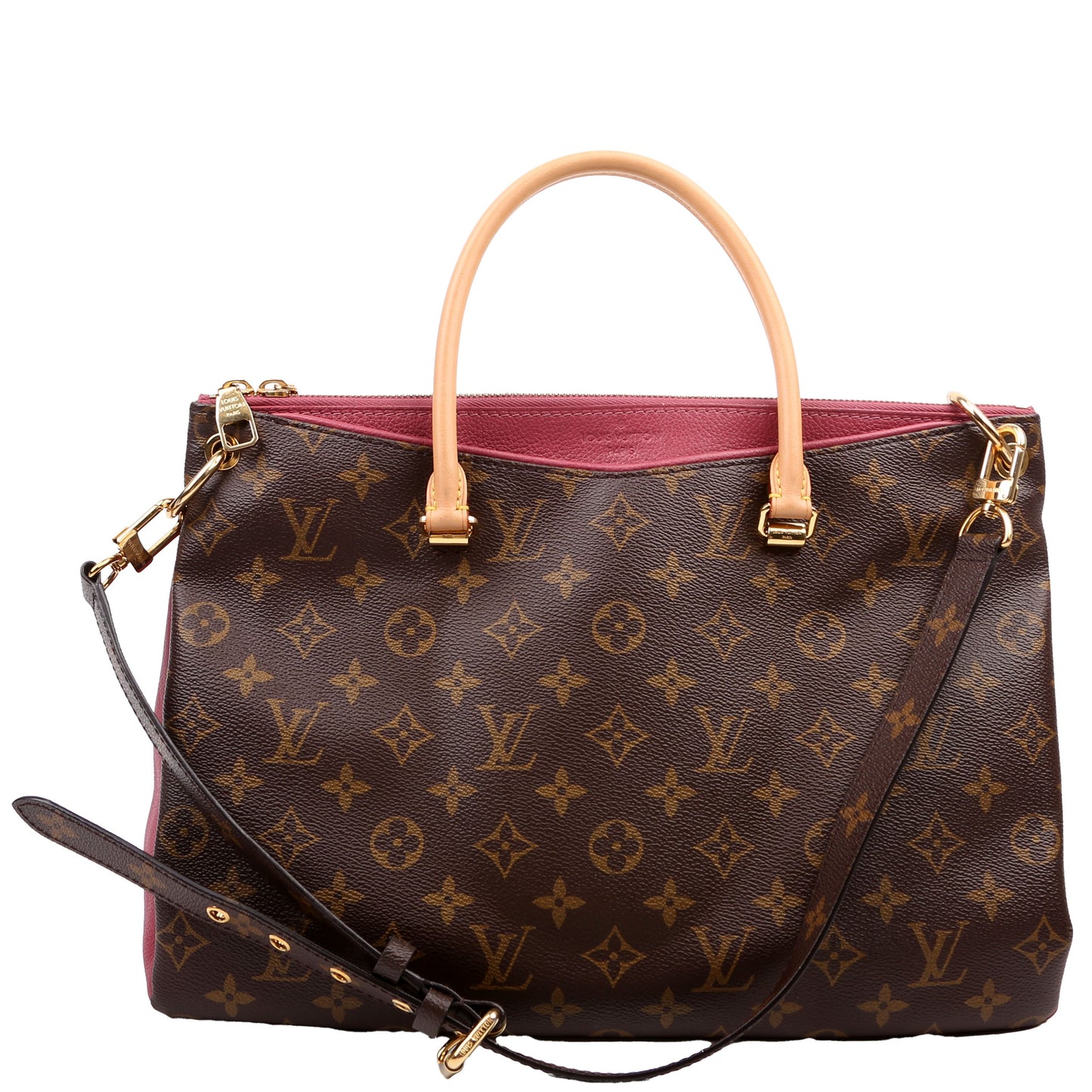 Louis Vuitton Pallas Tote Monogram Leather Side Mauve