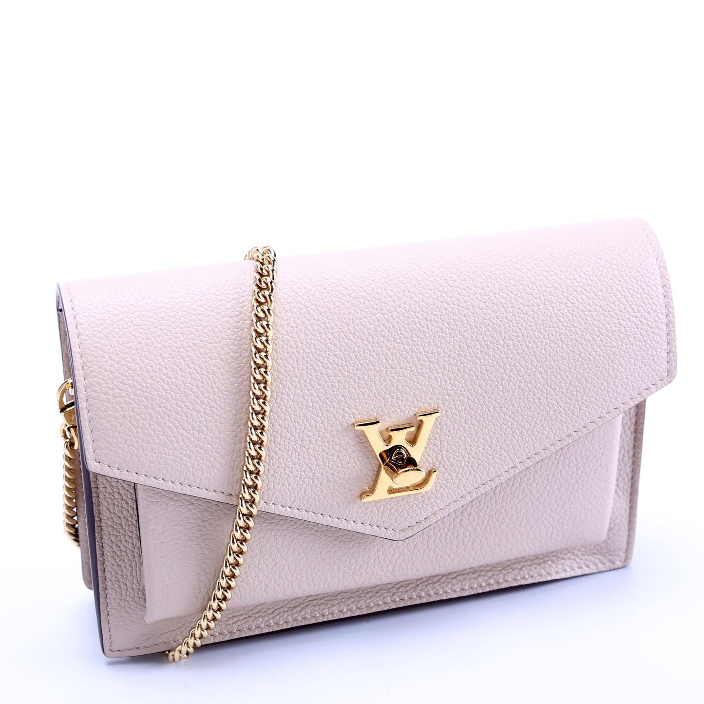 Designer Women's Crossbody Bag | Louis Vuitton Mylockme Chain Pochette Greige/Gold