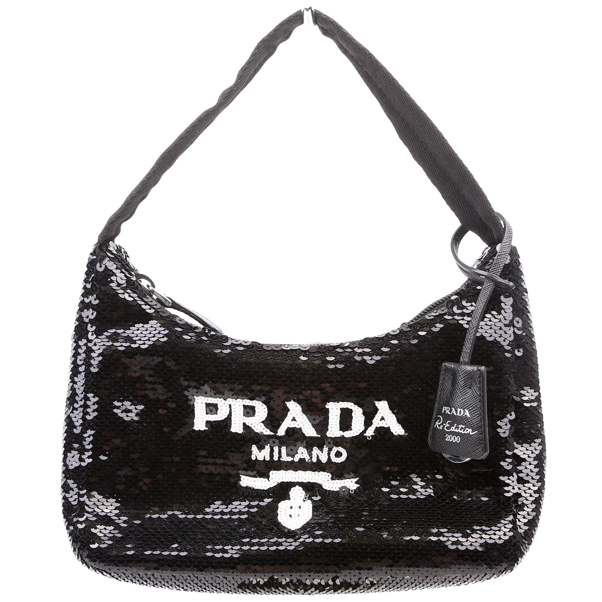 Prada Re-Edition 2000 Sequin Mini Black/White Bag