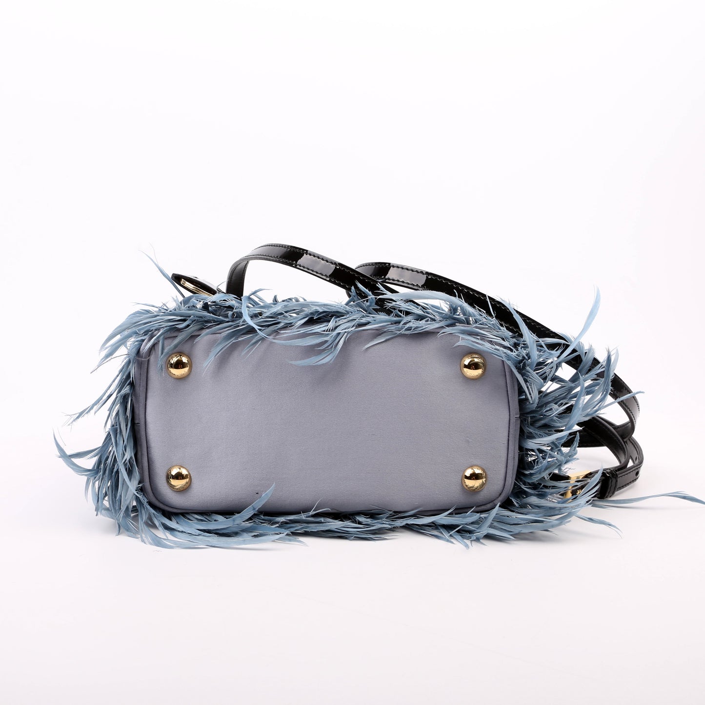 Prada 1BA906 Feather Galleria Mini Blue Bag