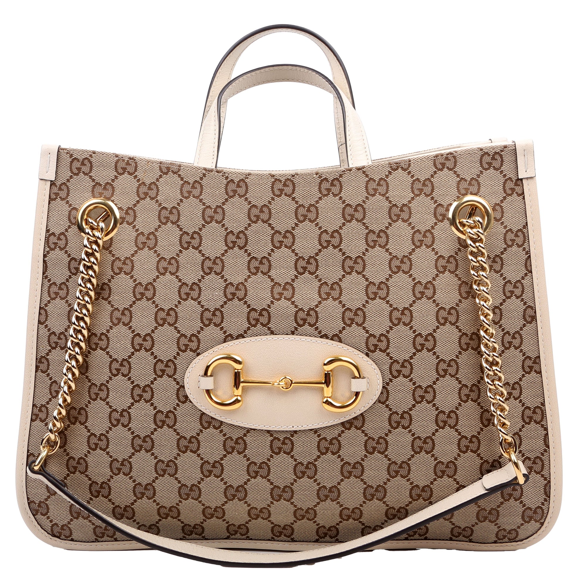 Gucci 621144 1955 Horsebit Large Tote White Bag