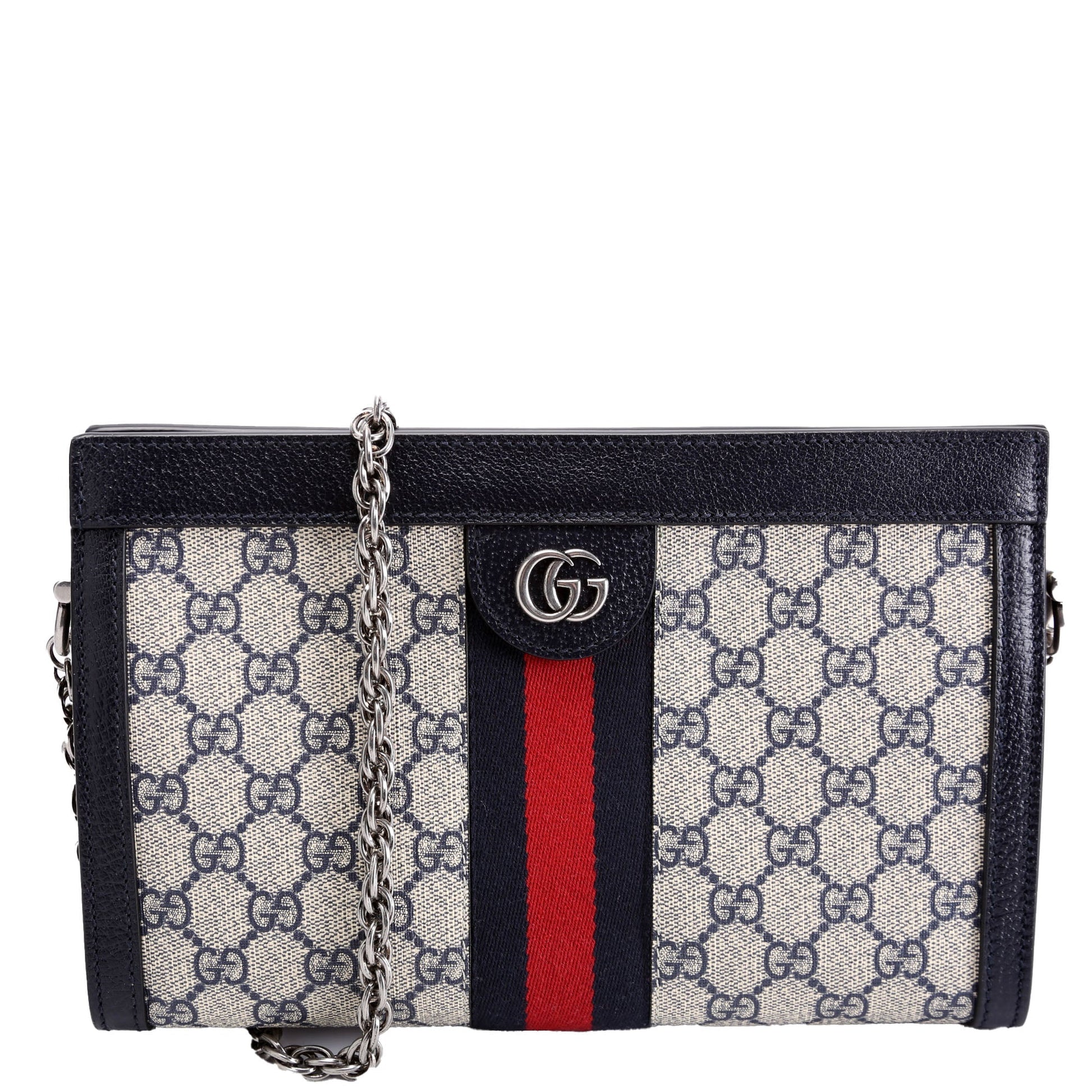 Gucci 503877 GG Supreme Ophidia Small Chain Blue/Red/Beige Bag