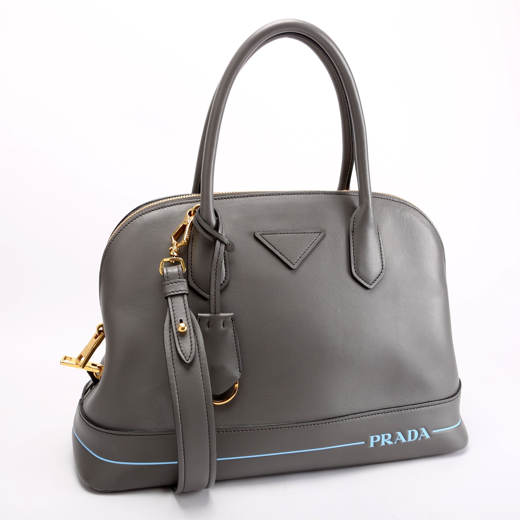 Prada 1BA198 City Calfskin Mirage Promenade Grey Bag