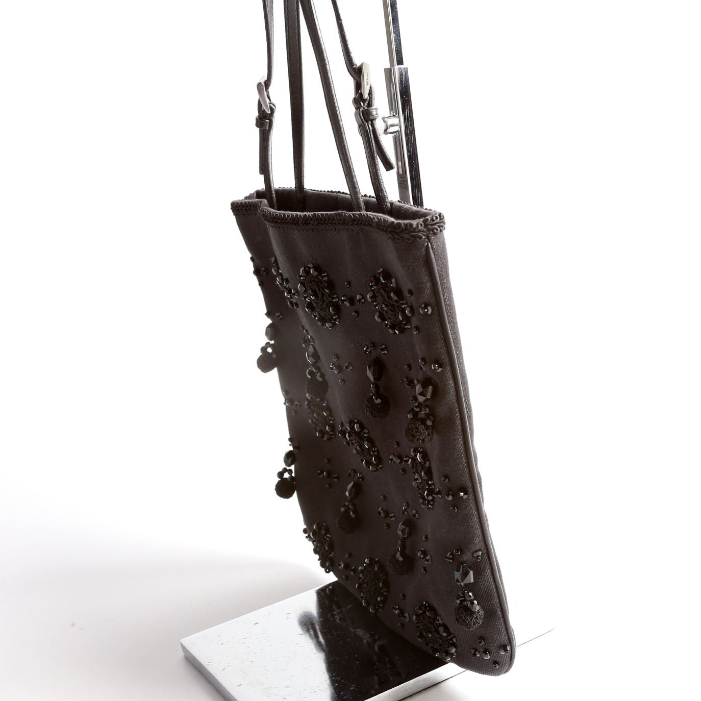 Prada Beaded Mini Top Handle Black Bag