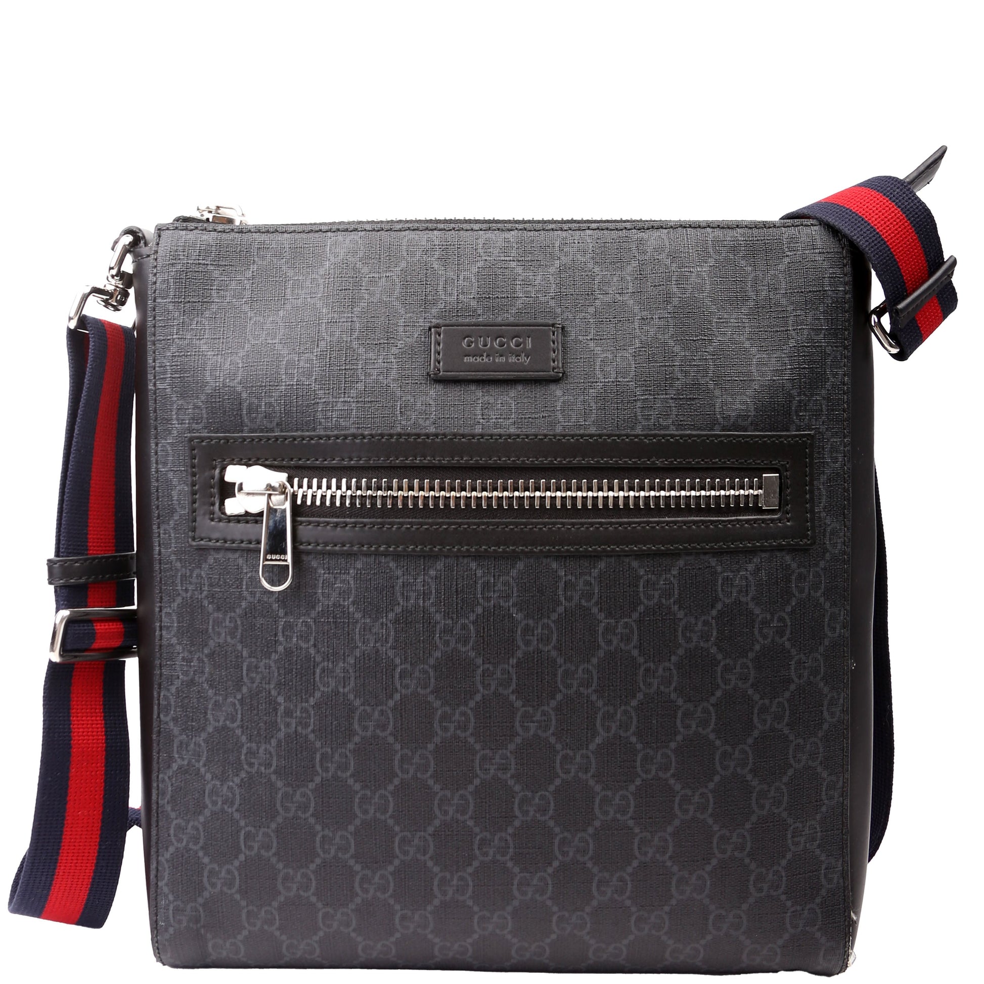 Gucci 474137 GG Supreme Messenger Black Bag