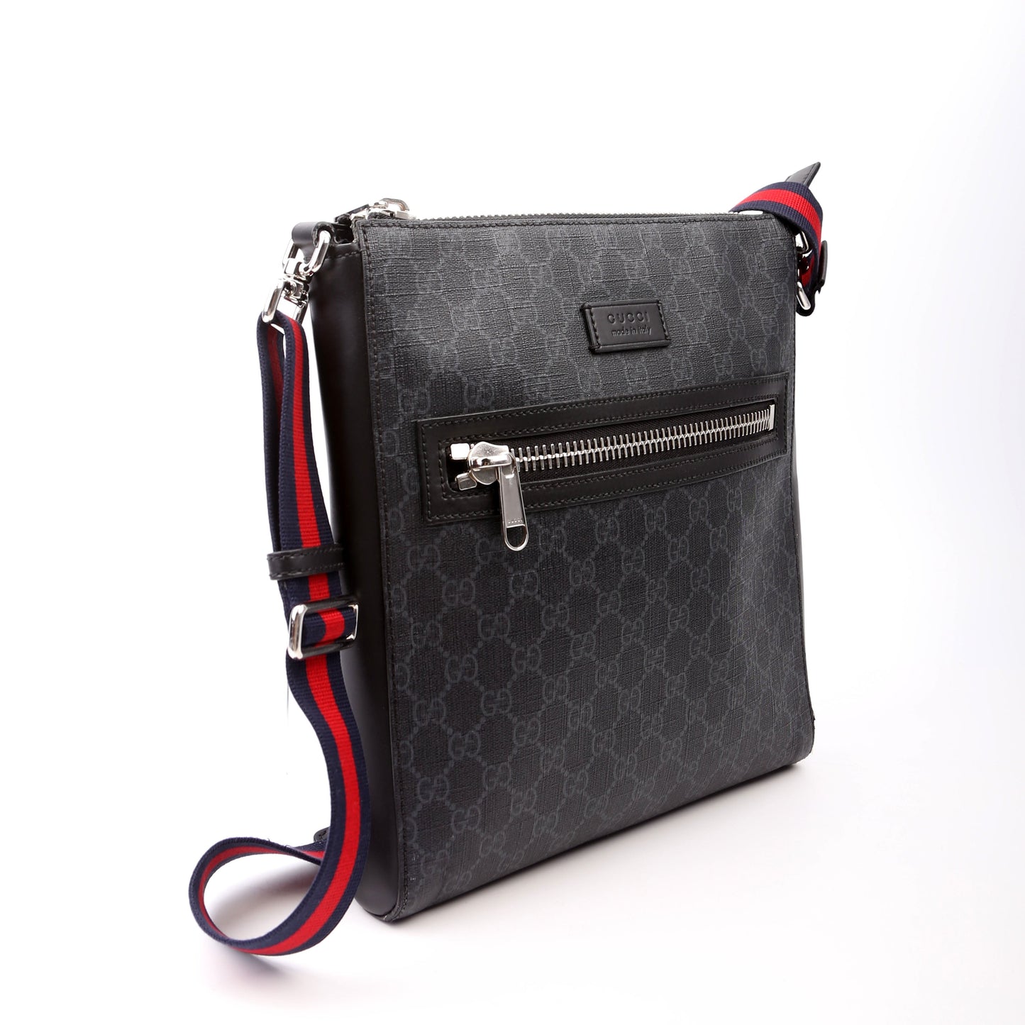 Gucci 474137 GG Supreme Messenger Black Bag
