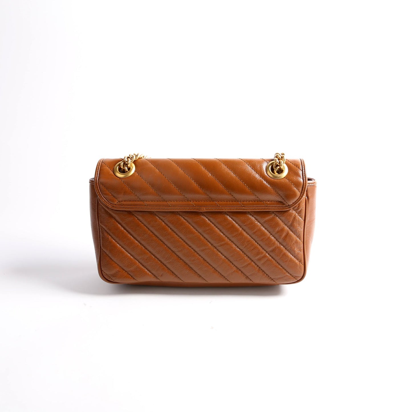 Gucci 443497 Marmont Diagonal Leather Shoulder Small Flap Brown Bag