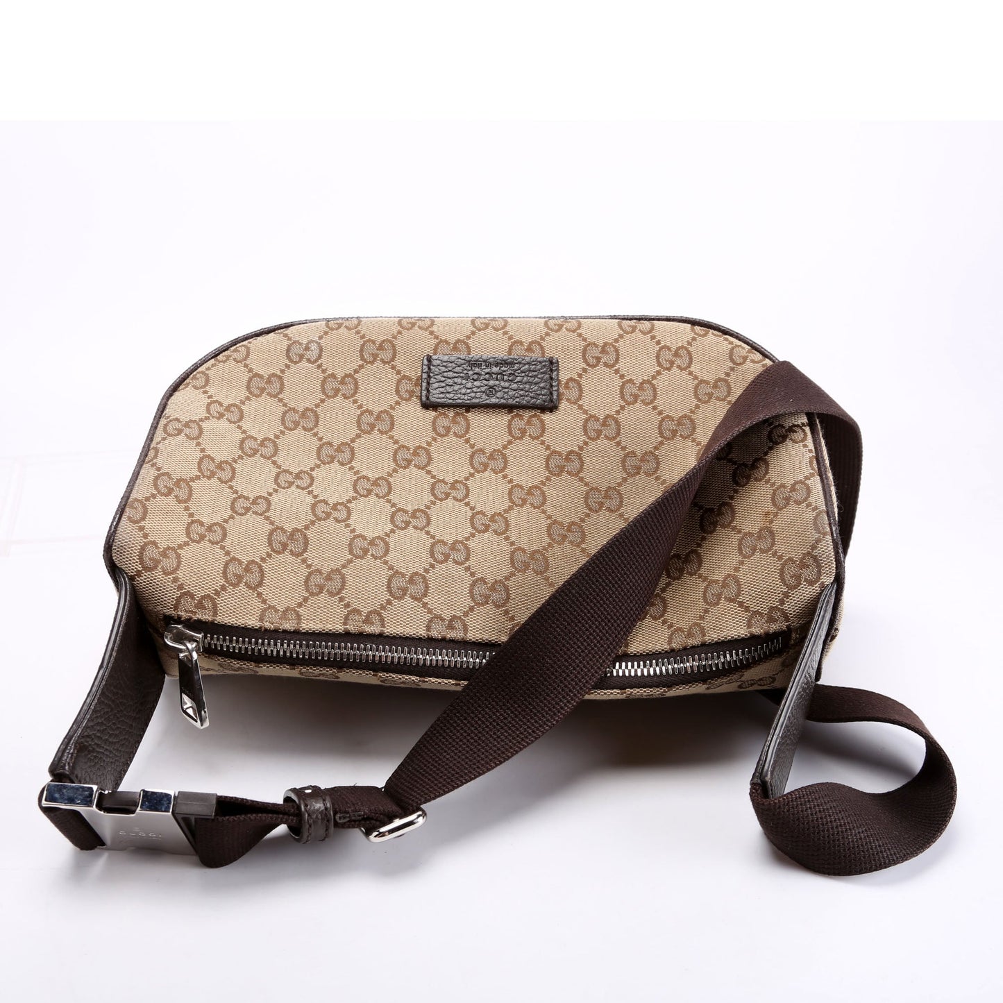 Gucci 630915 GG Canvas Waist Pouch Brown Bag