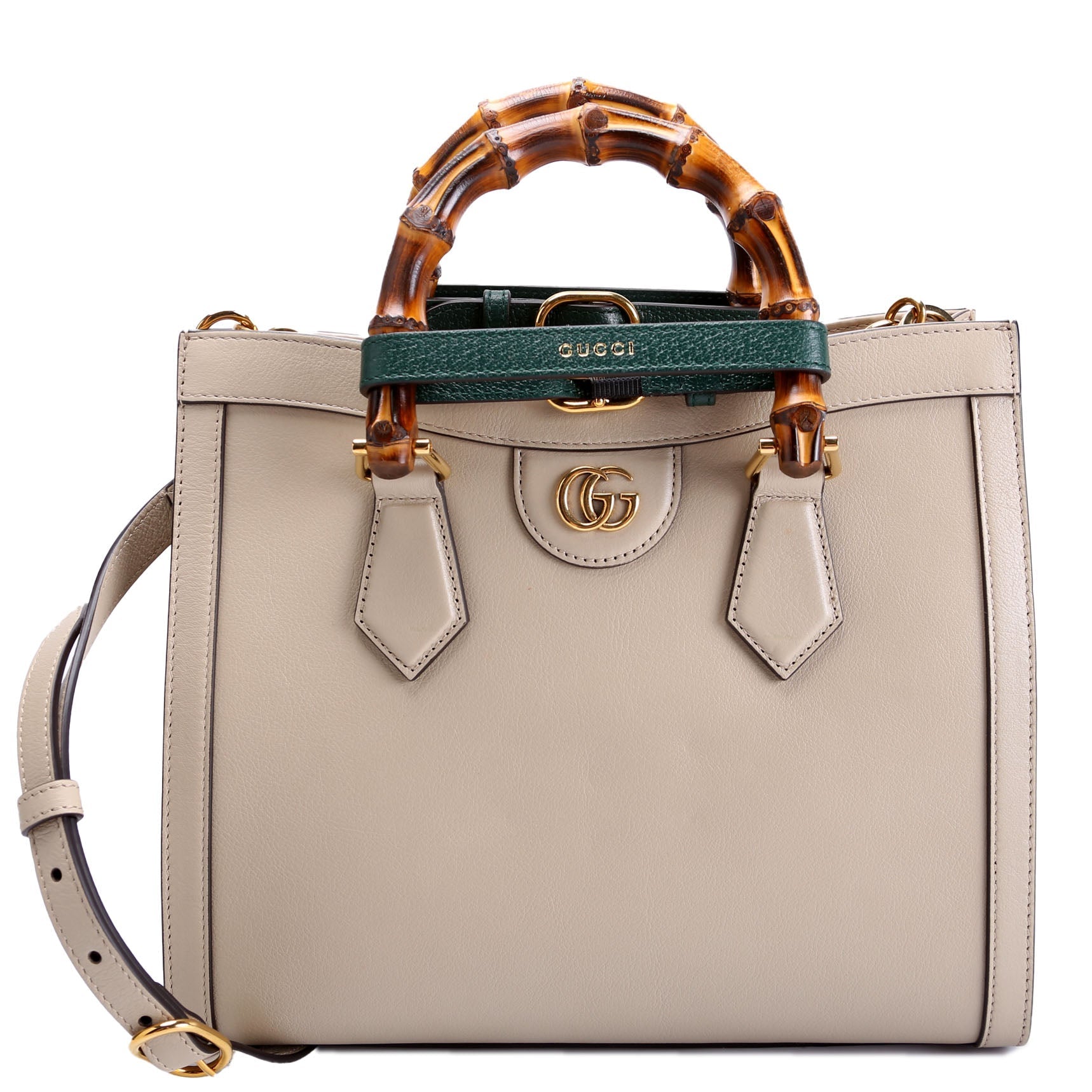 Gucci 660195 Diana Small Leather Tote Taupe/Green Bag