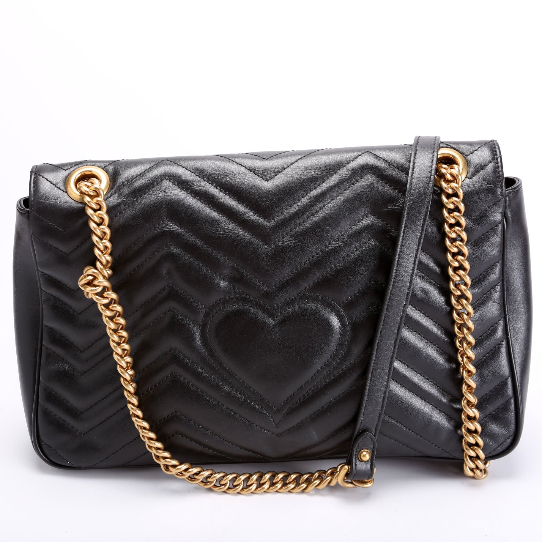 Gucci 443496 Marmont Leather Shoulder Medium Black Bag