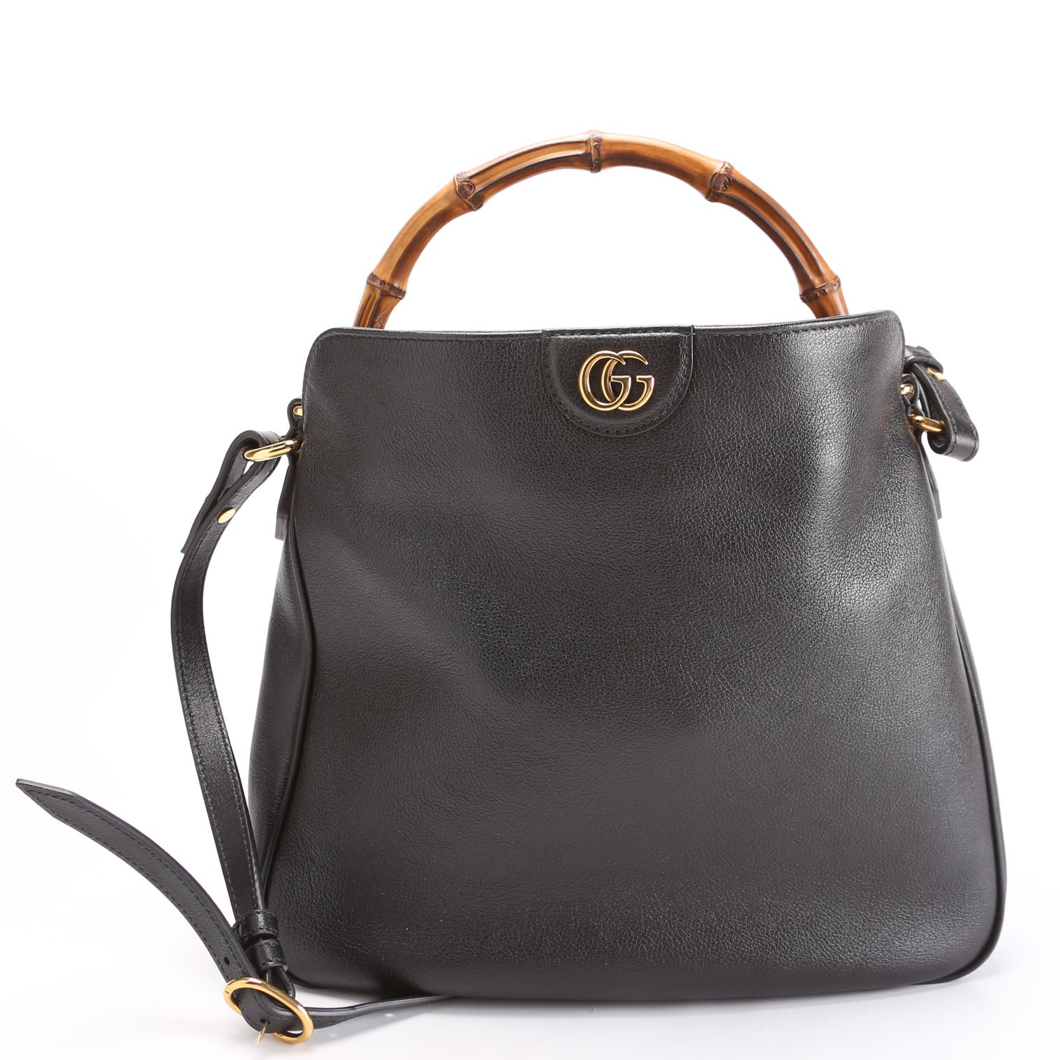 Gucci 746124 Diana Bamboo Shoulder Medium Black Bag