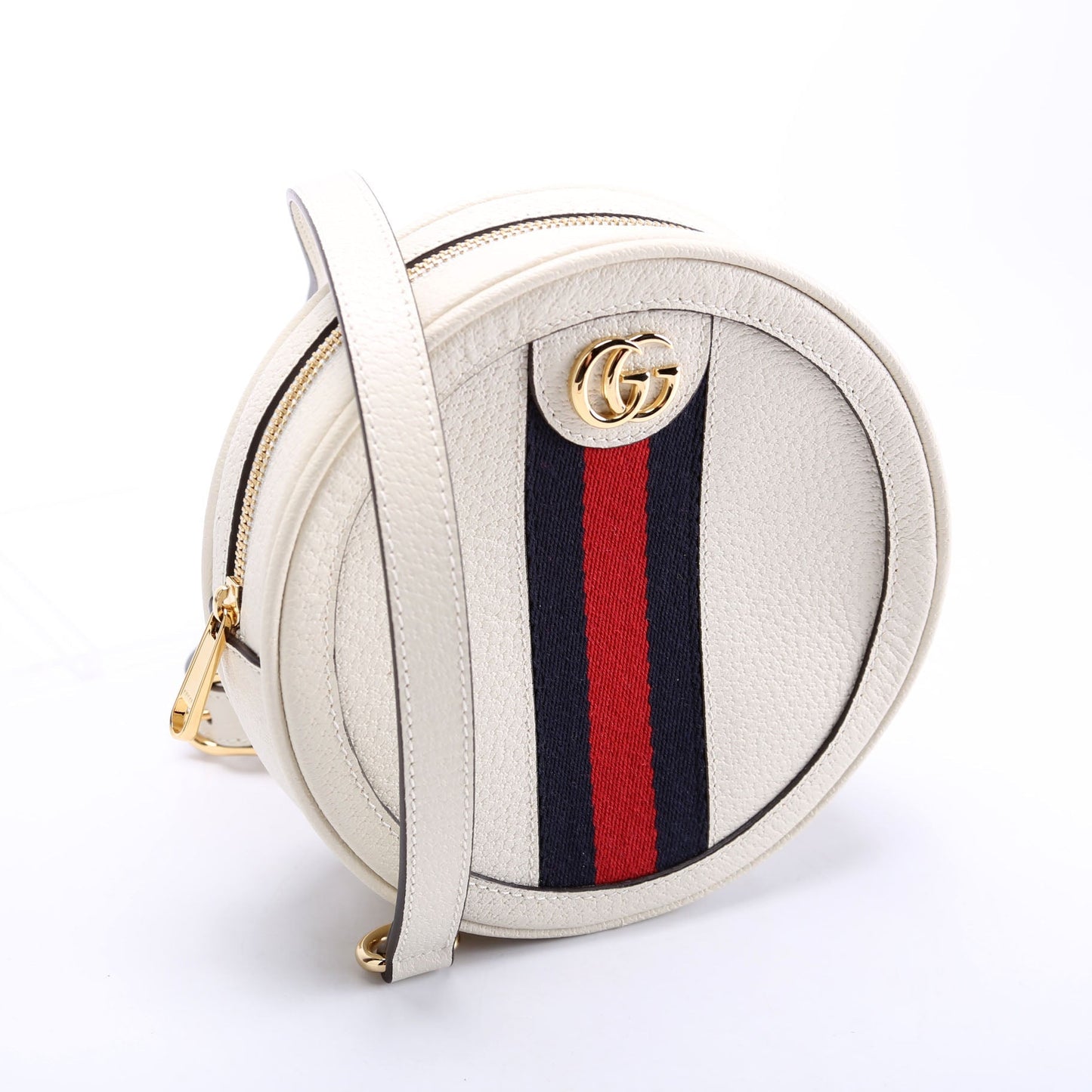 Gucci 598661 Ophidia Web Mini Round Backpack White Bag