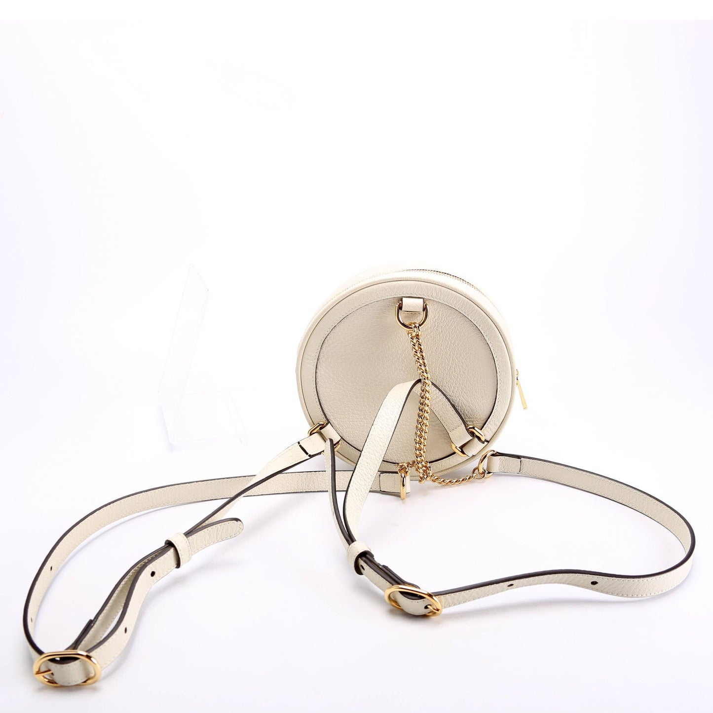 Gucci 598661 Ophidia Web Mini Round Backpack White Bag